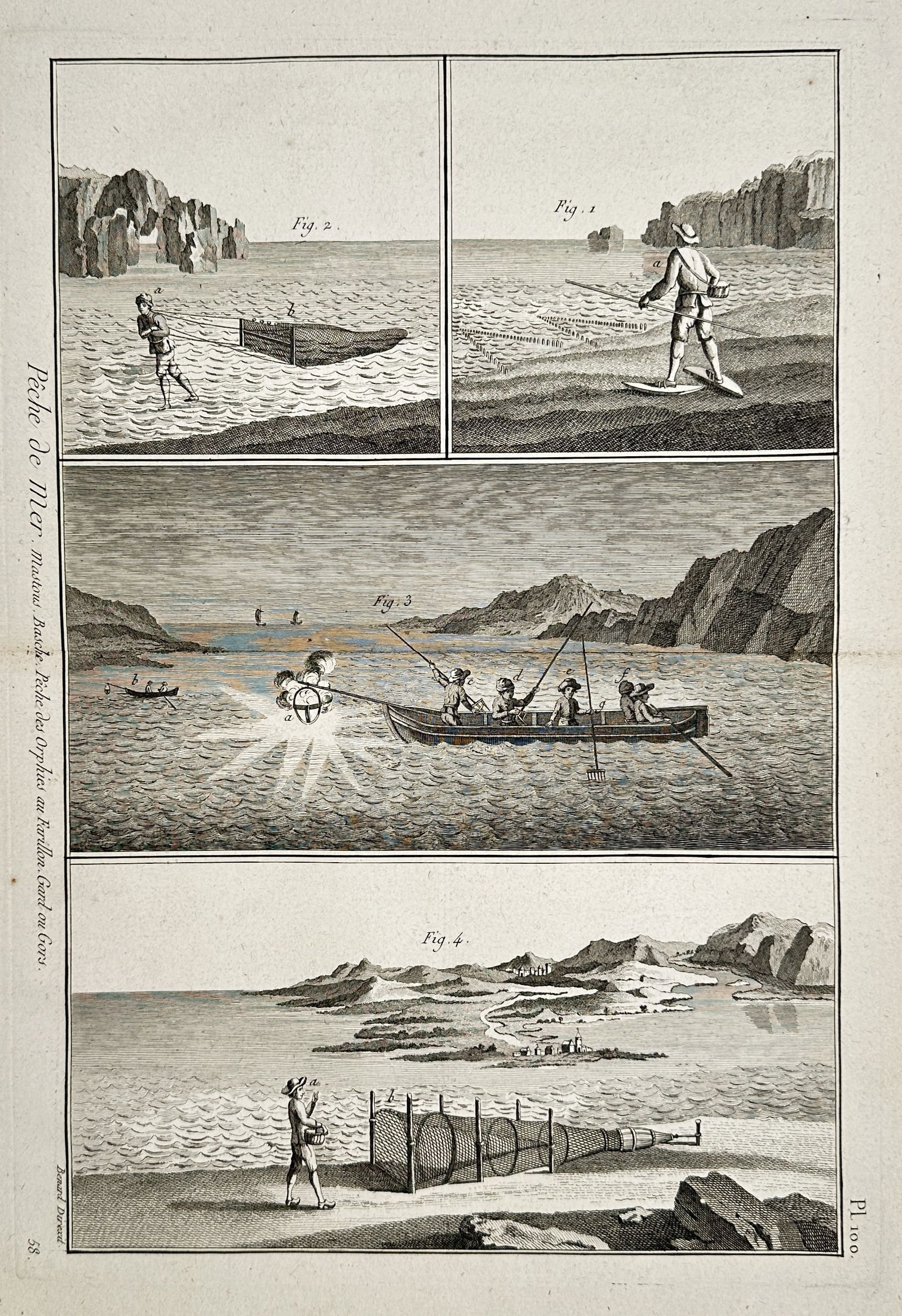 Robert Bénard (1734–1777) – Marine Fishing with Nets and Lights – Engraving (1771) (1 of 2)