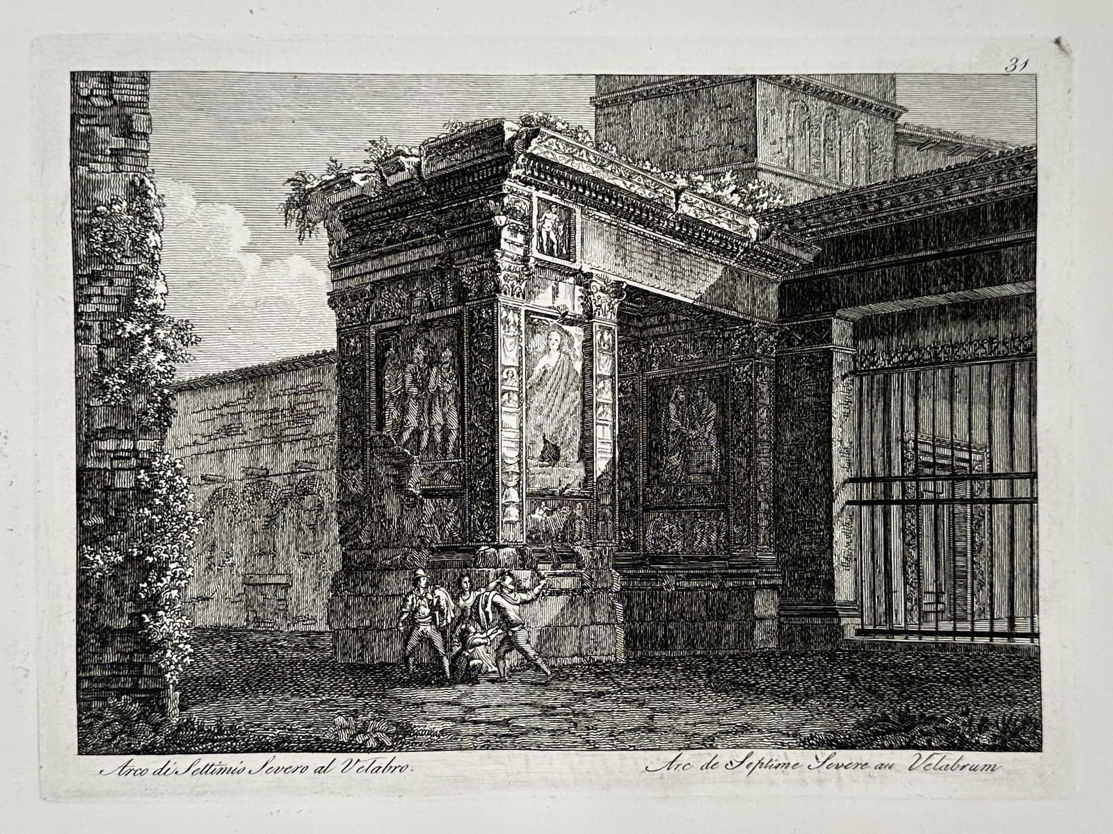 Pietro Parboni (1783–1841) – View of the Arch of Septimius Severus at the Velabrum – Rome – (1 of 2)