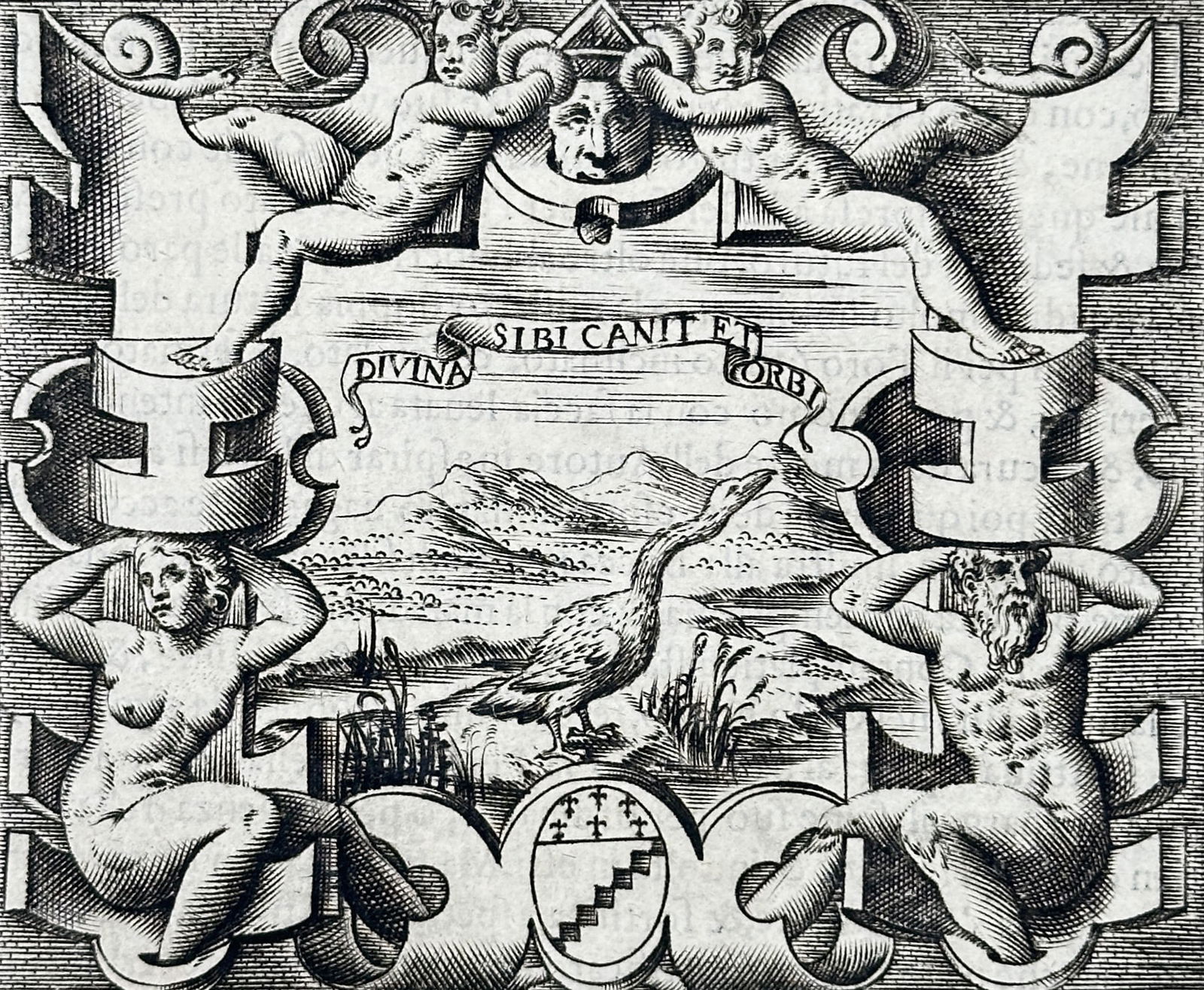 Girolamo Ruscelli (1504–1566) – Portrait and Emblem of Cornelio Musso – Engraving (1566) (1 of 3)