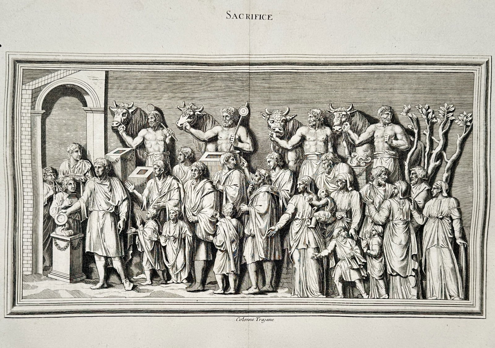 Pietro Santo Bartoli (1635–1700) – Ancient Roman Sacrifice – Engraving (18th Century) (1 of 2)