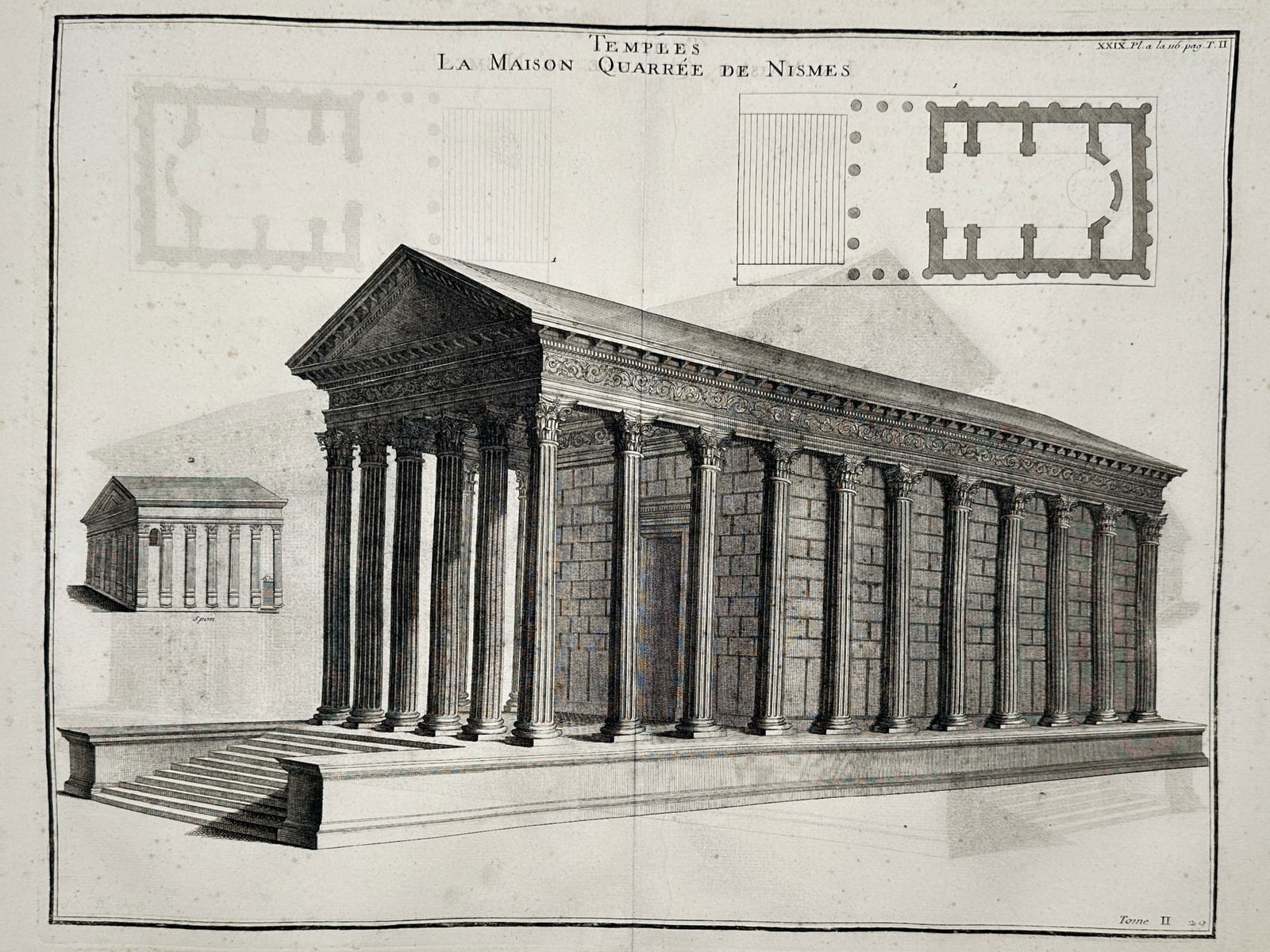 Pietro Santo Bartoli (1635–1700) – View of the Maison Carrée in Nîmes – Engraving (18th (1 of 2)