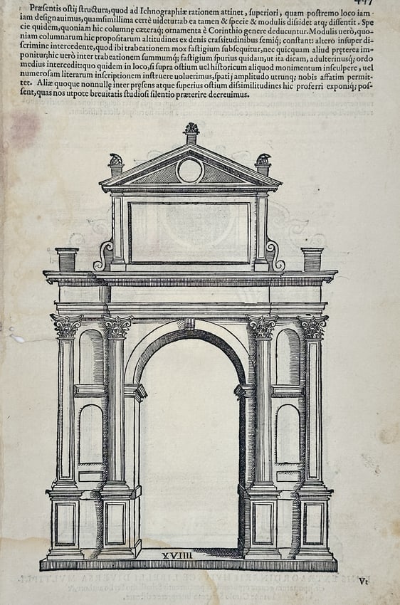 Sebastiano Serlio (1475–1554) – Architectural Design for a Triumphal Arch – Wood (1 of 2)