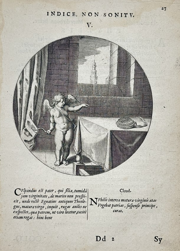 Jacob Cats (1577–1660) – INDICE, NON SONITV (By a Sign, Not By Sound) – Engravin (1 of 2)