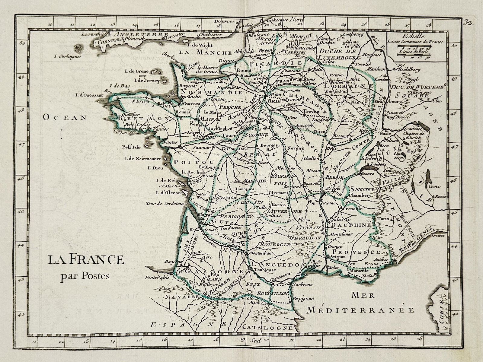 Georges-Louis Le Rouge (1712–1790) – Map of France – Engraving (1748) (1 of 2)