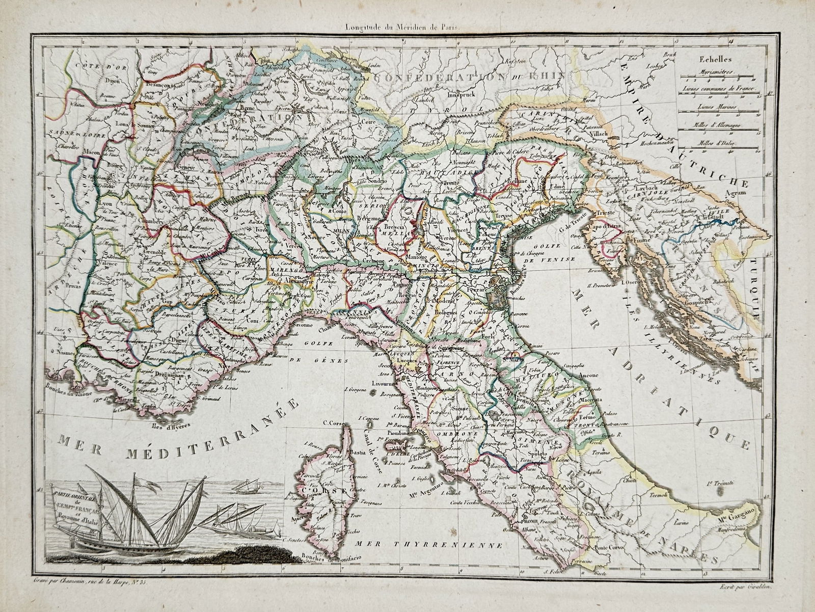 M. Malte-Brun (1775-1826) – Map of Italy and the Confederation of the Rhine – Italy (1 of 2)