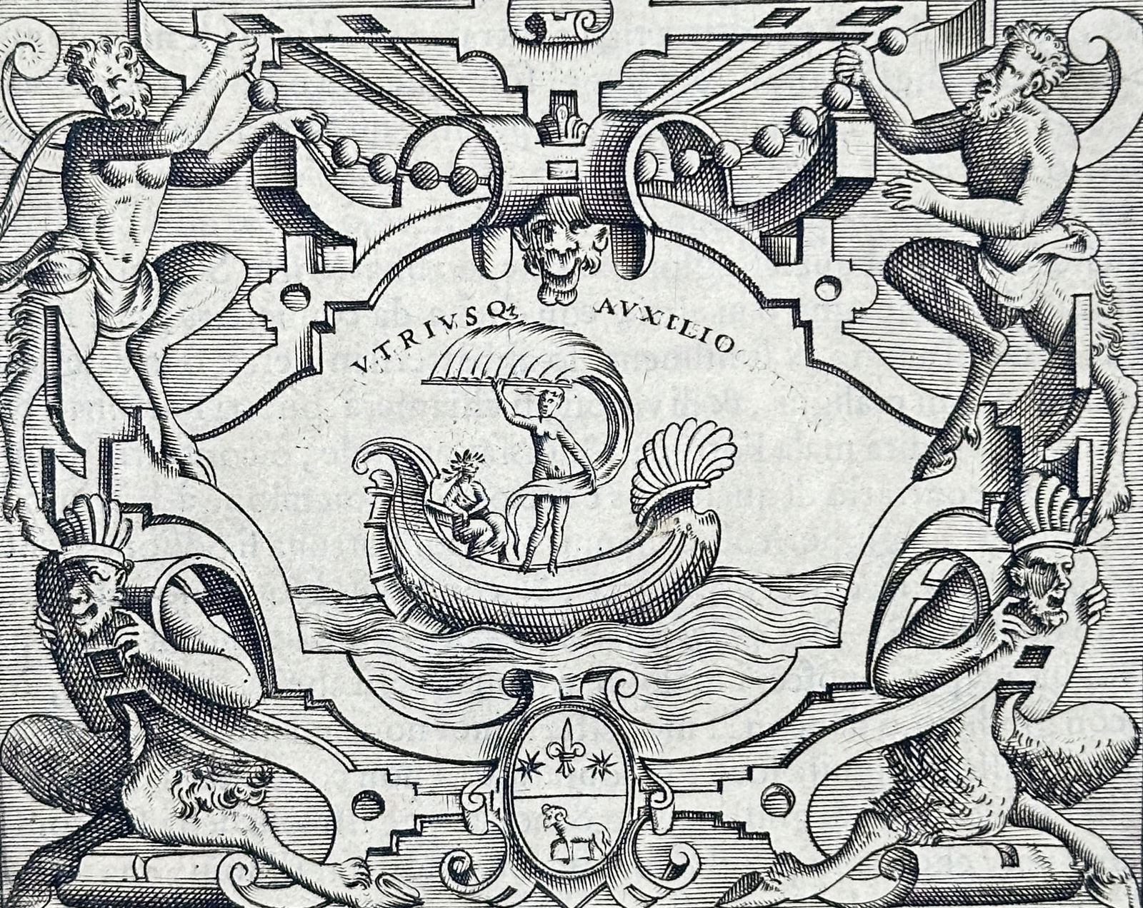 Girolamo Ruscelli (1504-1566) – Utrivsqe Auxilio – Woodcut (1584) (1 of 3)