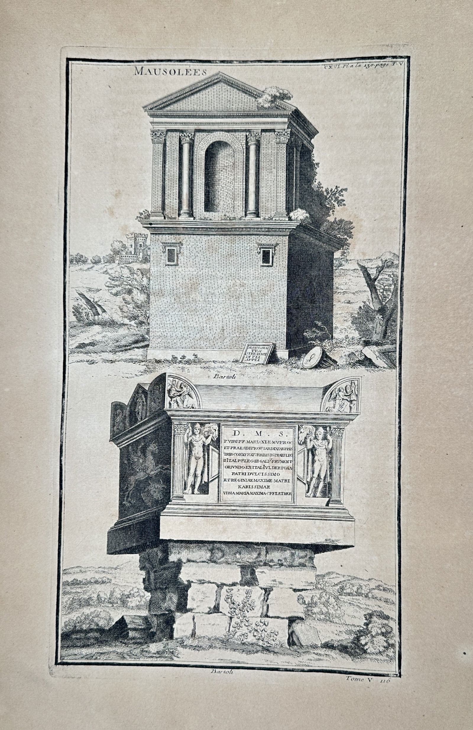 Bernard de Montfaucon (1655-1741) – Perspective view of an ancient square mausoleum (1 of 3)