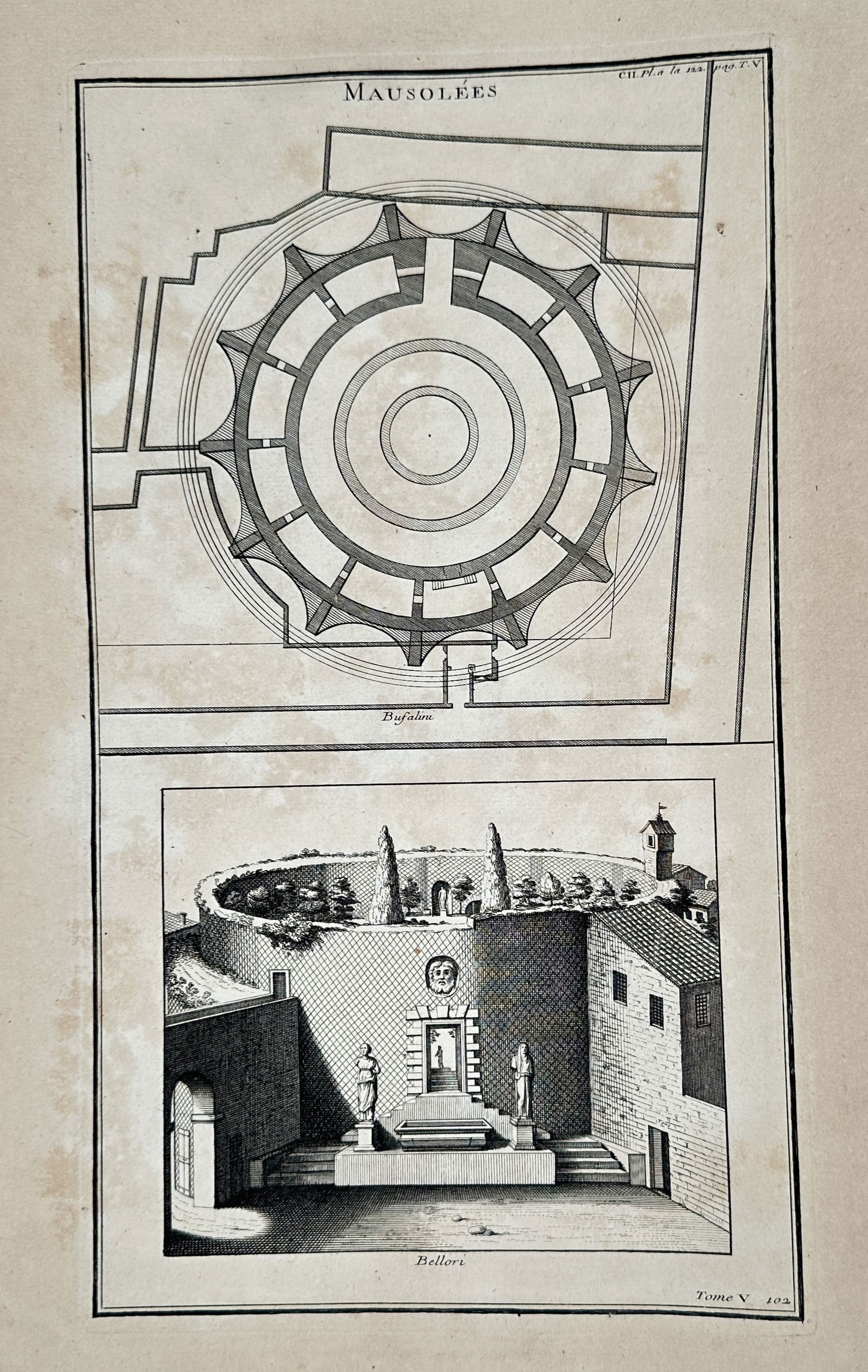 Bernard de Montfaucon (1655-1741) – Perspective and ground plan of an ancient (1 of 3)