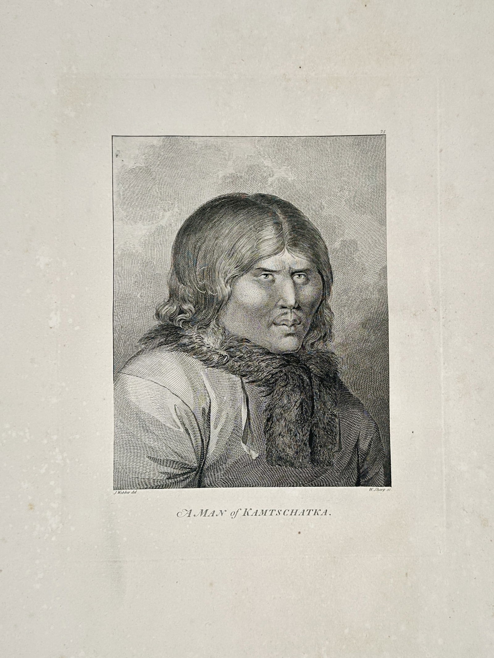 John Webber (1751-1793) – Portrait of a Man of Kamtschatka – engraving (1784) (1 of 2)