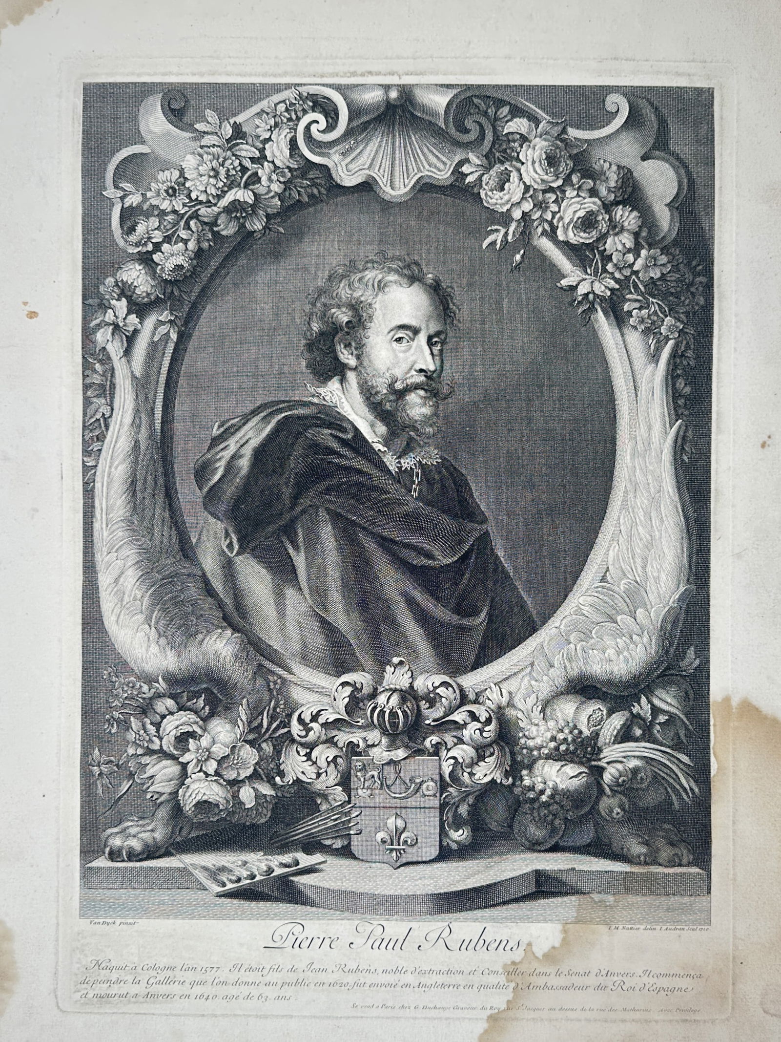 Jean-Morin (c. 1605-1650) – Portrait of Pierre Paul Rubens – etching (1640) (1 of 2)