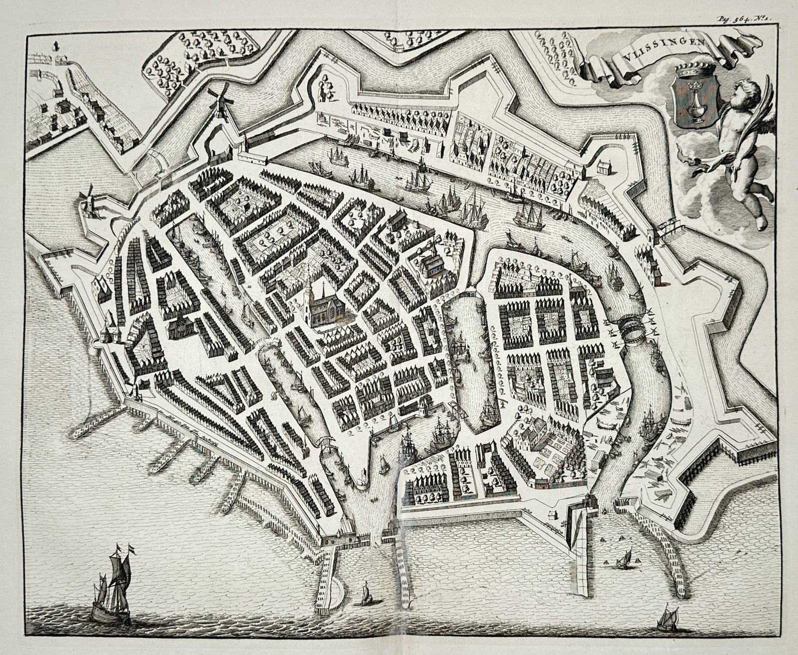 Mattheus Smallegange (1624–1710) – Map of the city of Vlissingen – engraving (1 of 2)