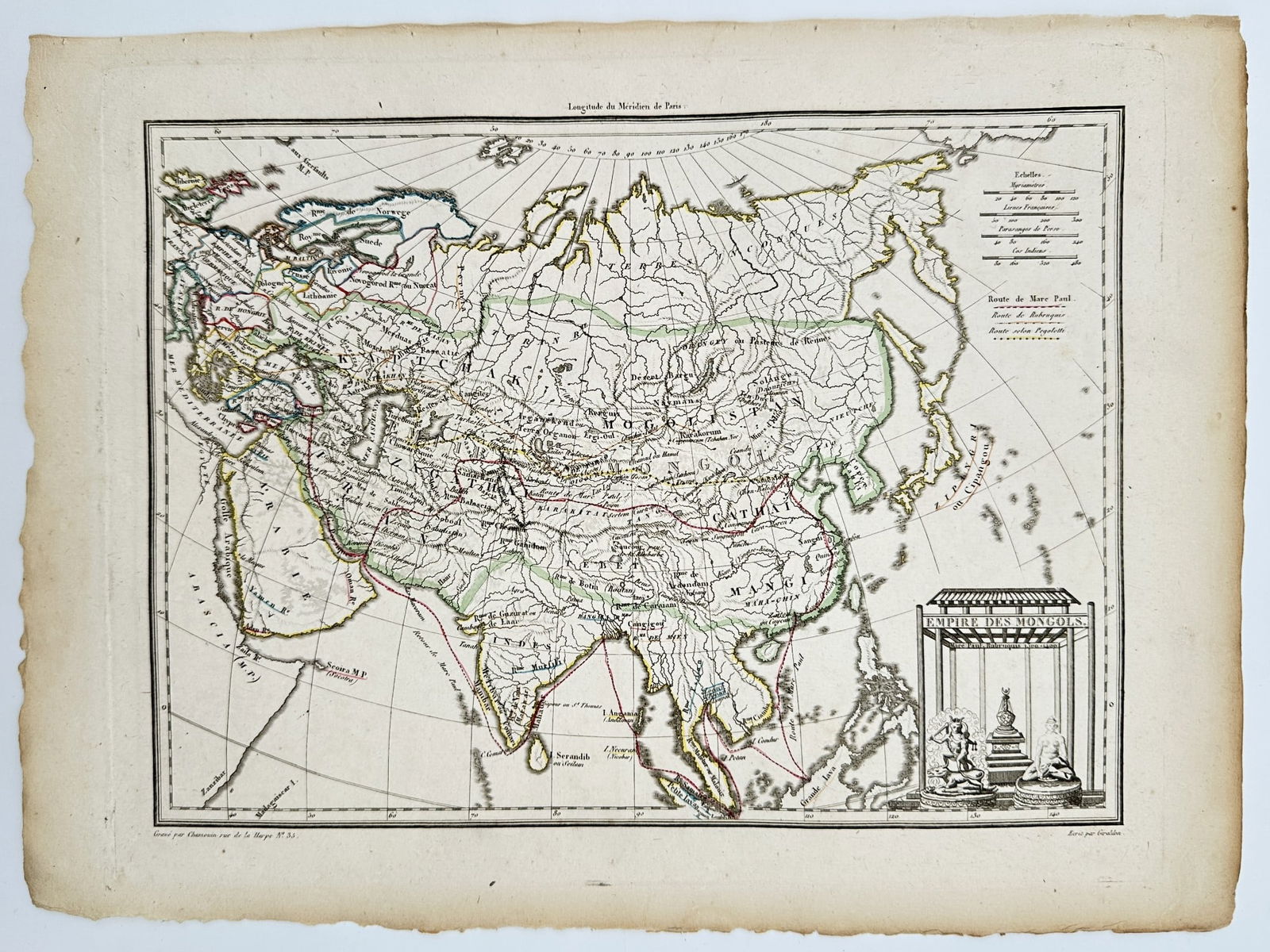 Conrad Malte-Brun (1775–1826) – Map of the Mongol Empire – hand-colored (1 of 2)
