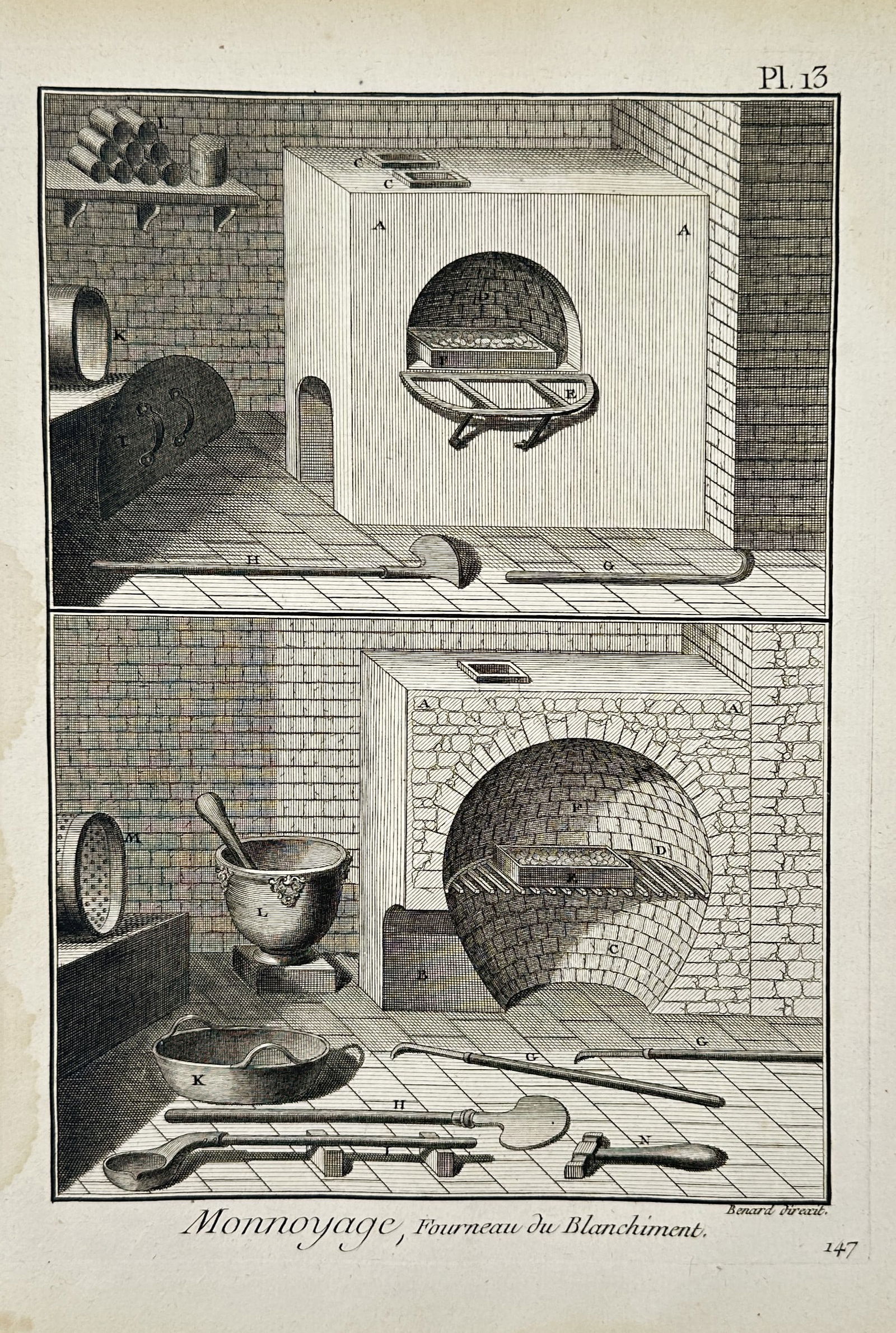 Robert Bénard (1734–1777) – Technical Illustration of Blanking and Annealing Furnaces for (1 of 3)