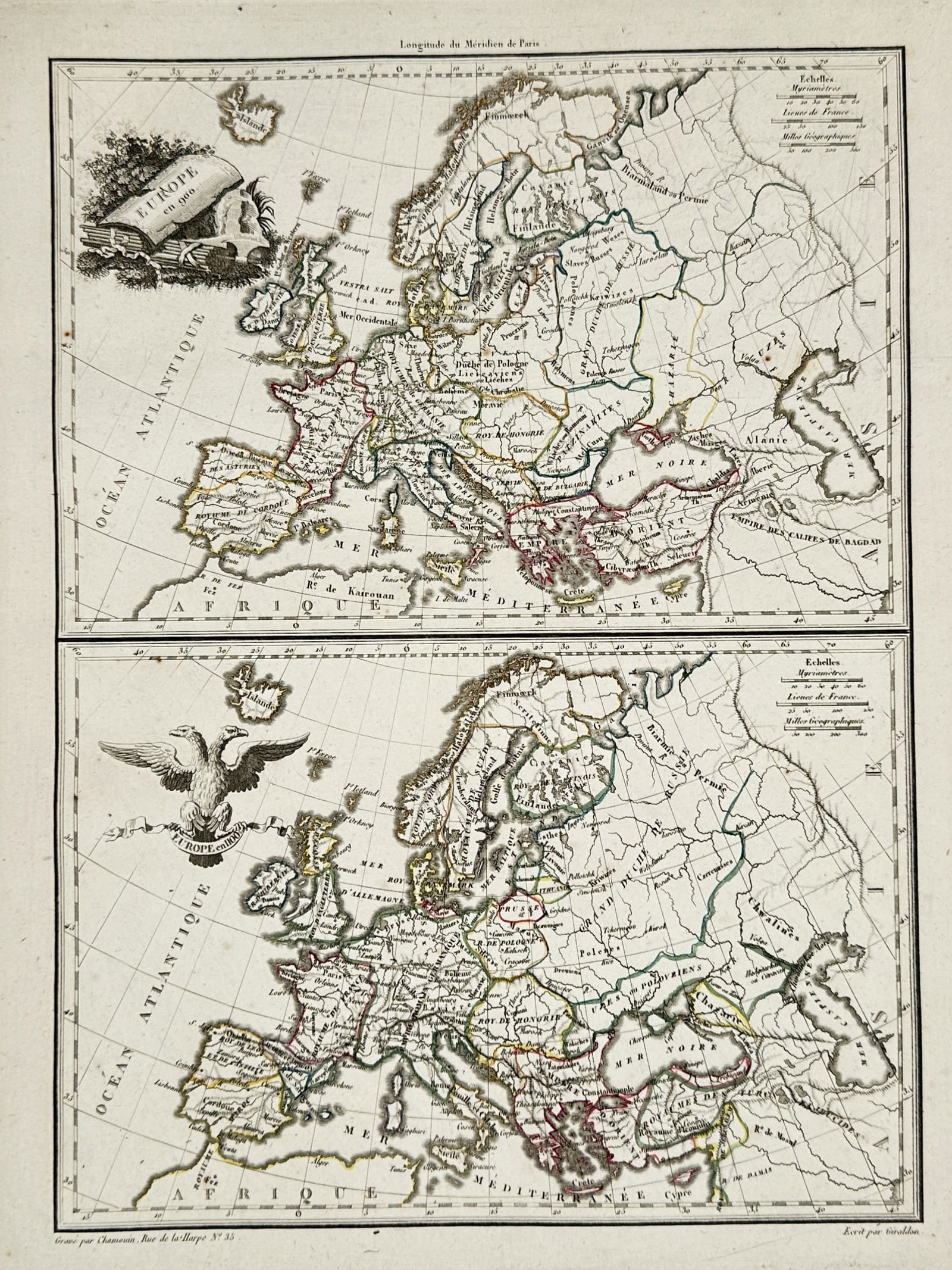 Jean-Denis Tardieu (1763–1830) – Comparative Maps of Europe – Engraving (1821) (1 of 2)