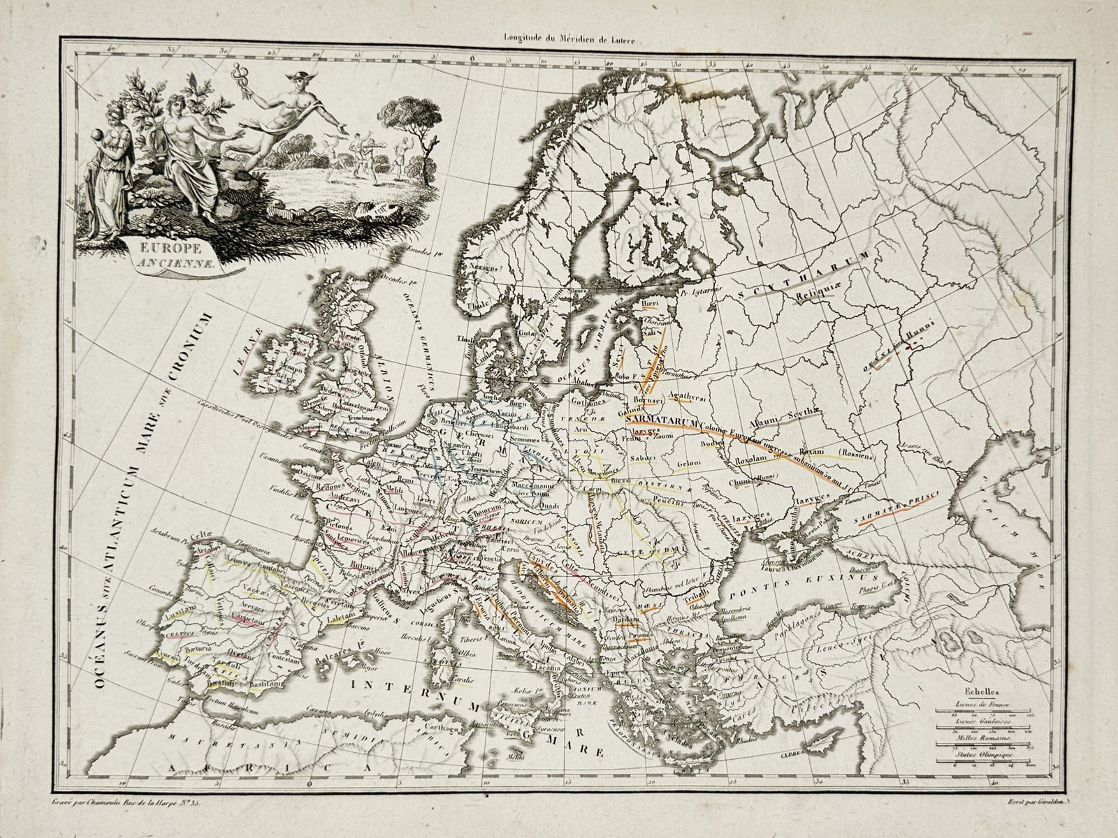 Jean-Denis Tardieu (1763–1830) – Map of Ancient Europe – Engraving (1821) (1 of 2)