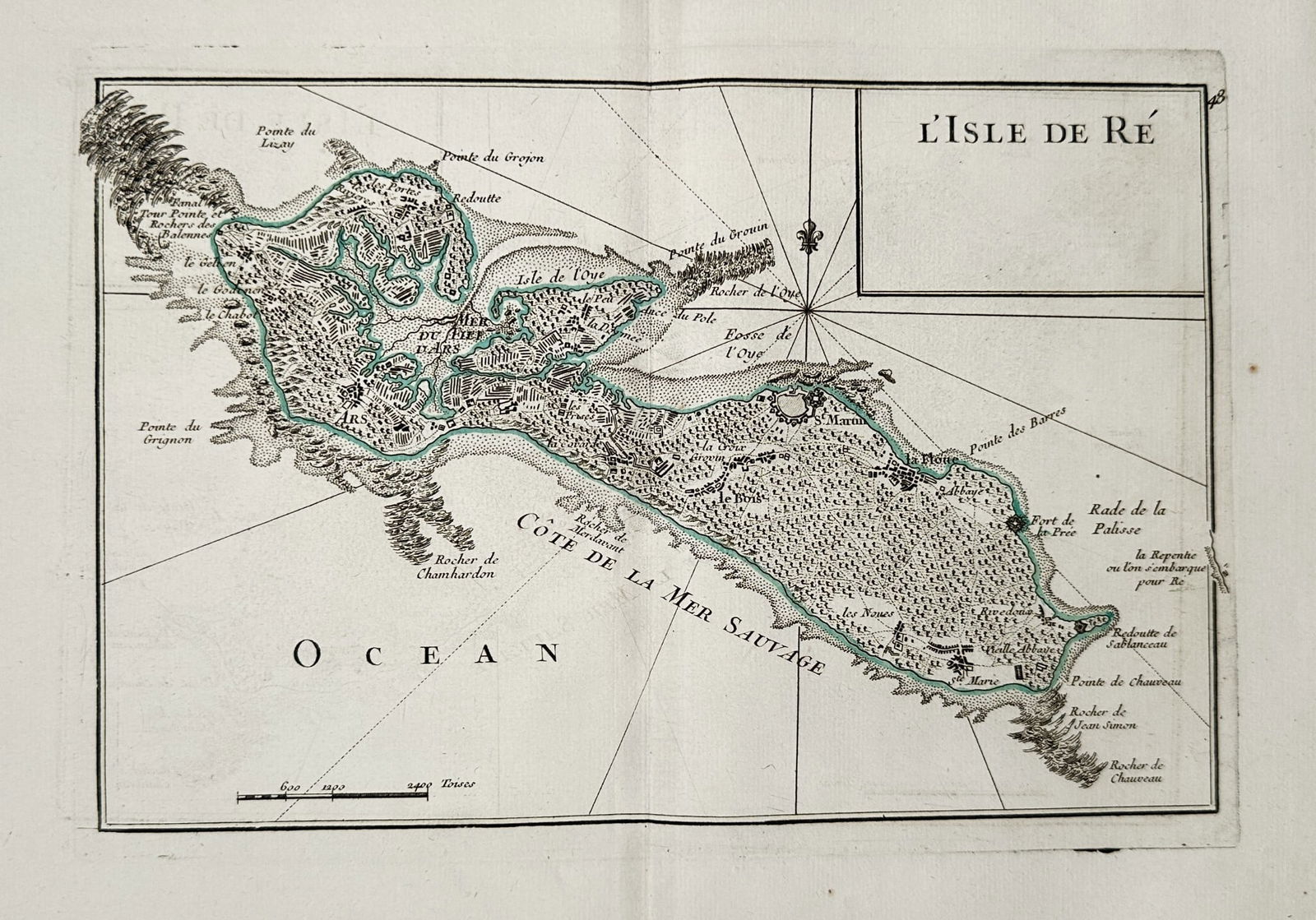 Georges-Louis Le Rouge (c. 1712–1779) – Map of the Isle of Ré (L'Isle de Ré) France (1 of 2)