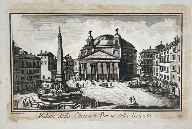 Giuseppe Vasi (1710–1782) – View of the Piazza della Rotonda and Pantheon (1 of 2)
