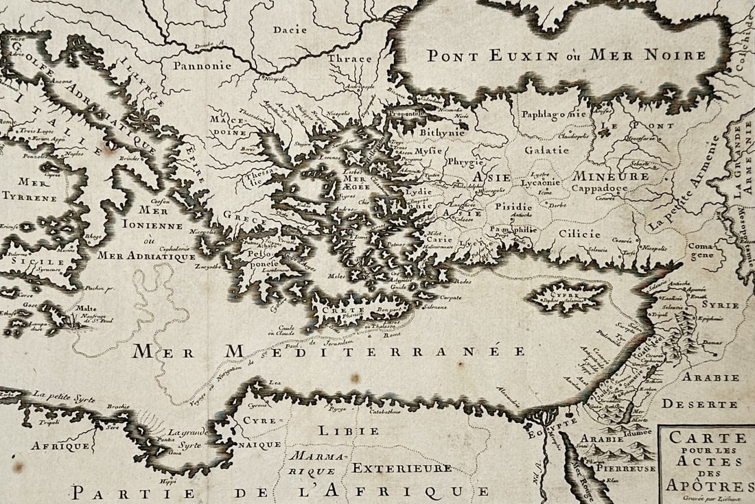 Antoine Augustin Calmet (1672–1757) – Map for the Acts of the Apostles – Mediterranean Region (1 of 3)