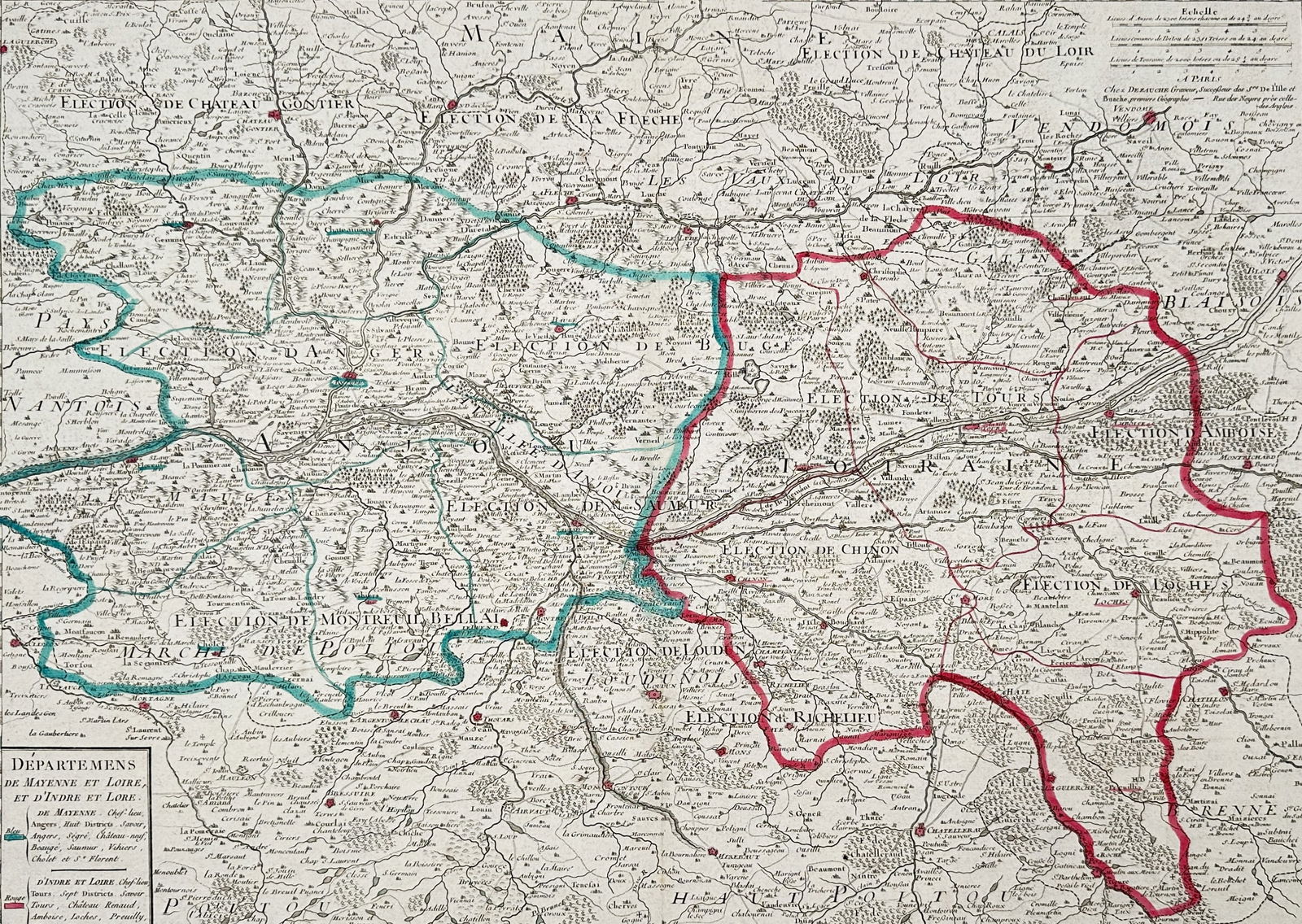Rigobert Bonne (1727–1794) – Map of the Generalite of Tours – France – Engraving (1771) (1 of 2)