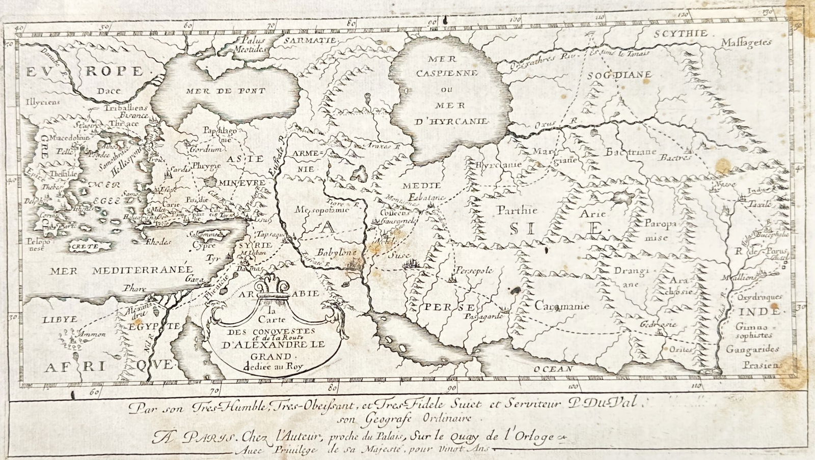 Pierre Duval (1619–1683) – Map of the Conquests of Alexander the Great – Central and Western (1 of 3)