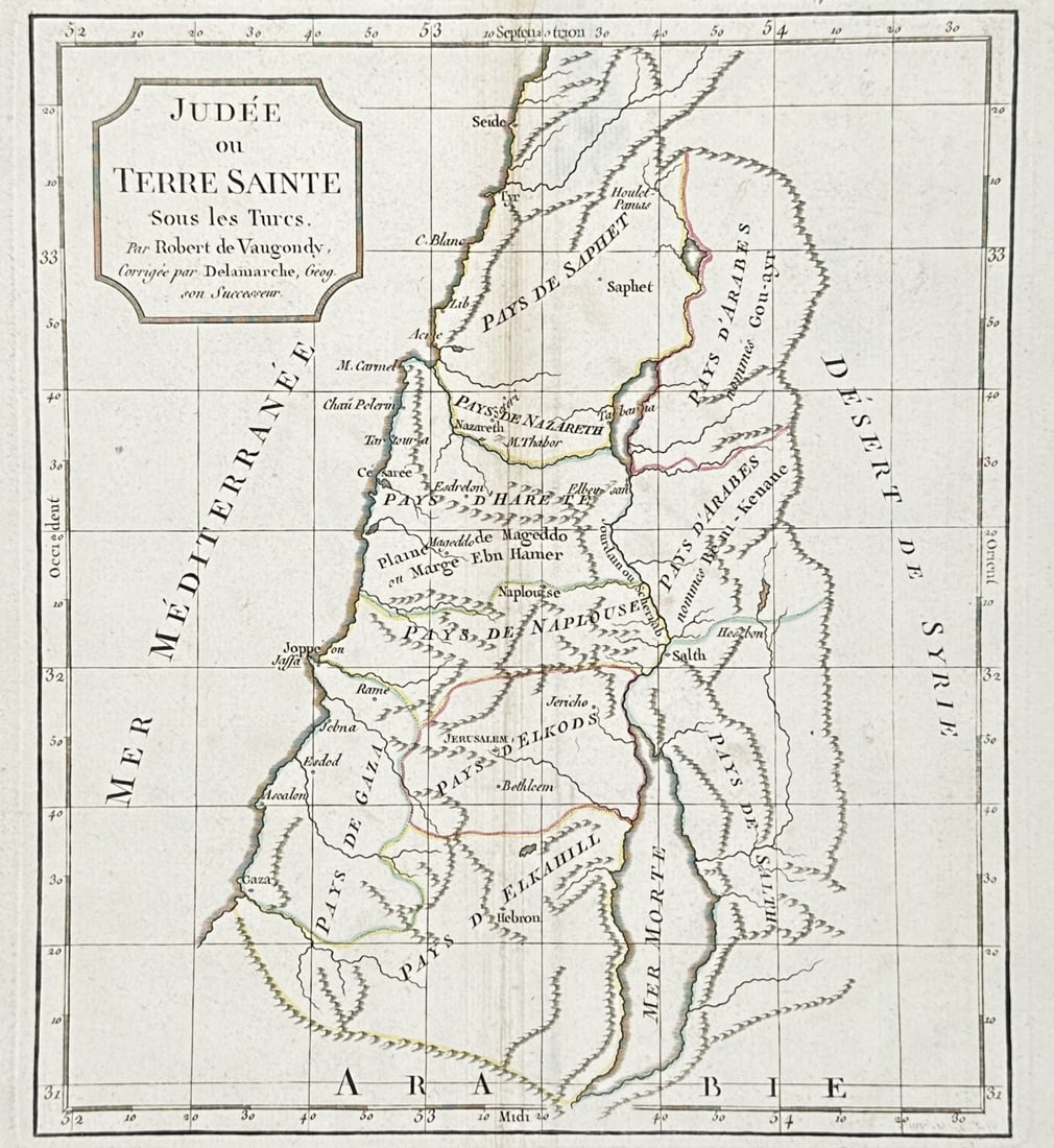 Didier Robert de Vaugondy (1723–1786) – Map of Judea or the Holy Land – Levant – Engraving (1 of 3)