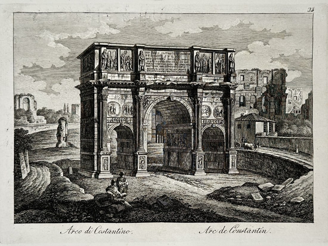 Pietro Parboni (1783–1841) – View of the Arch of Constantin – Rome – Etching (18th Century) (1 of 2)
