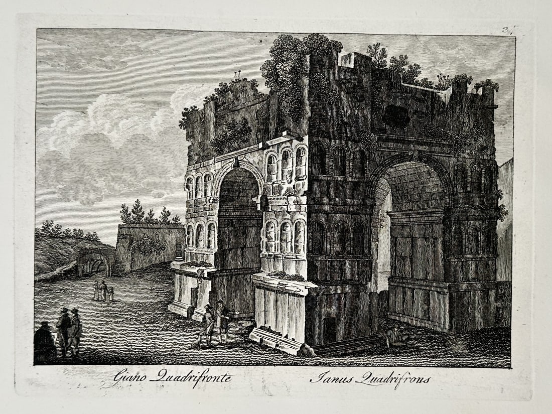Pietro Parboni (1783–1841) – View of the Arch of Janus – Rome – Etching (18th Century) (1 of 2)