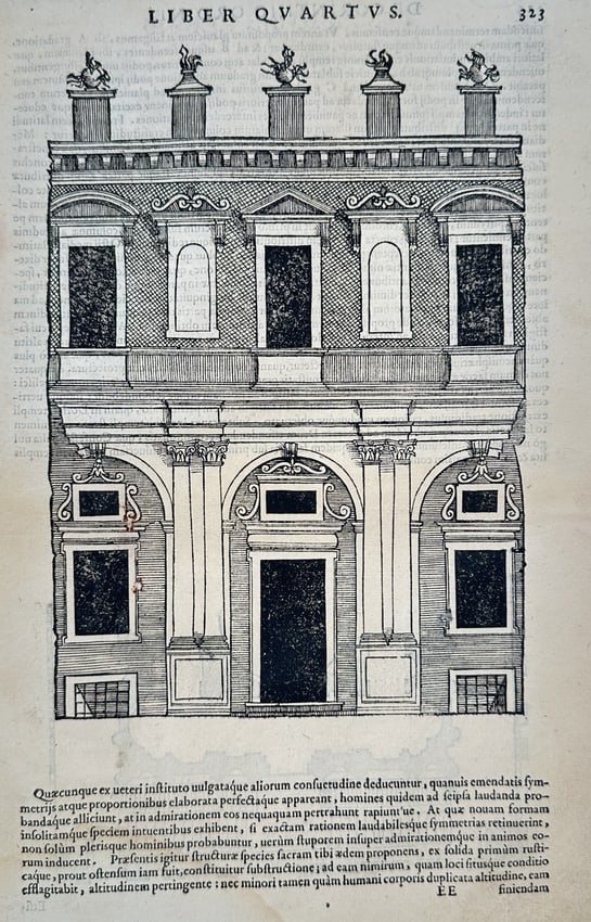 Sebastiano Serlio (1475–1554) - Facade Design for a Renaissance Palace - Woodcut (1 of 2)