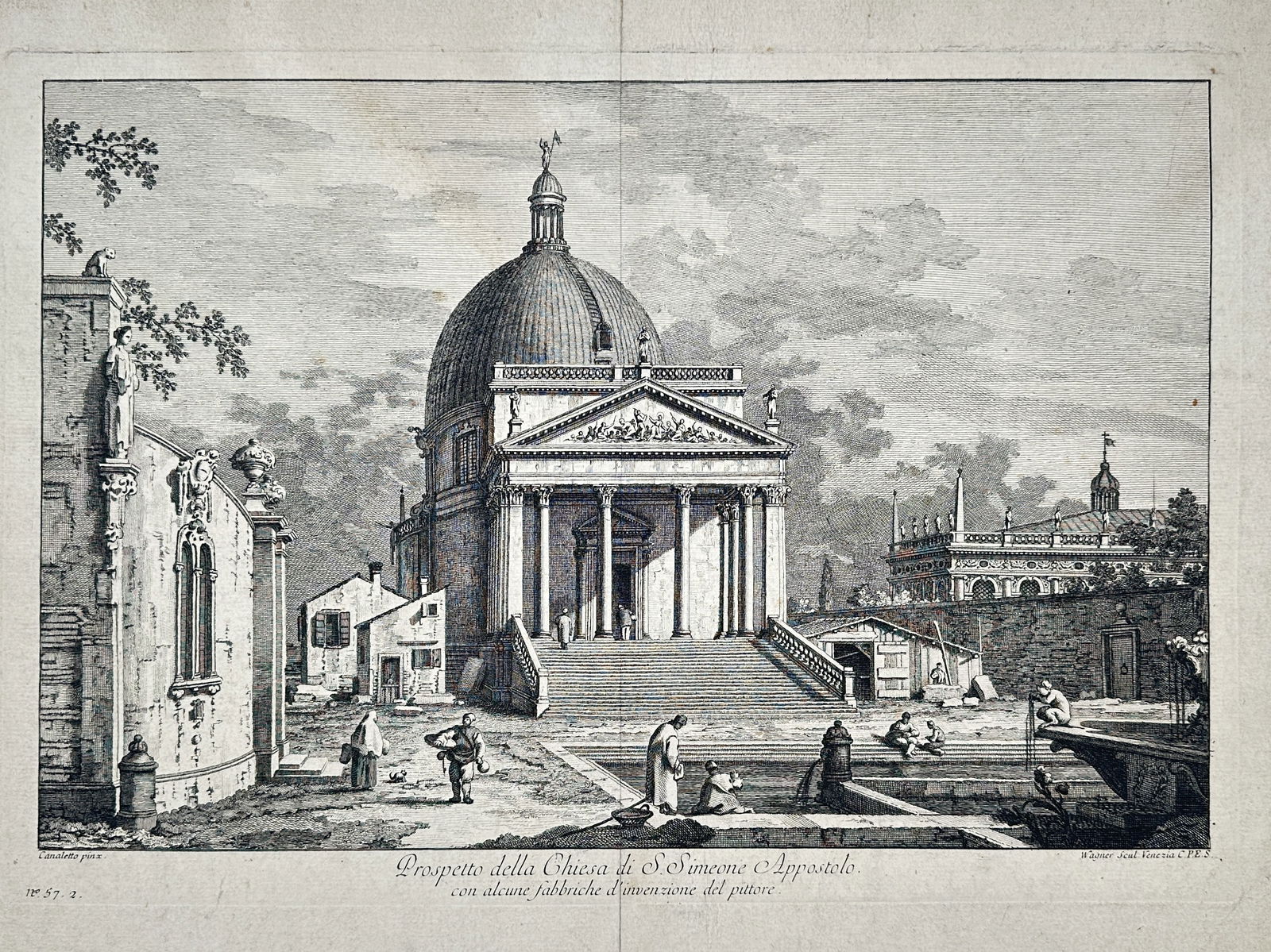 Joseph Wagner – View of the Church of San Simeone Piccolo – Venice – Etching (1742) (1 of 3)