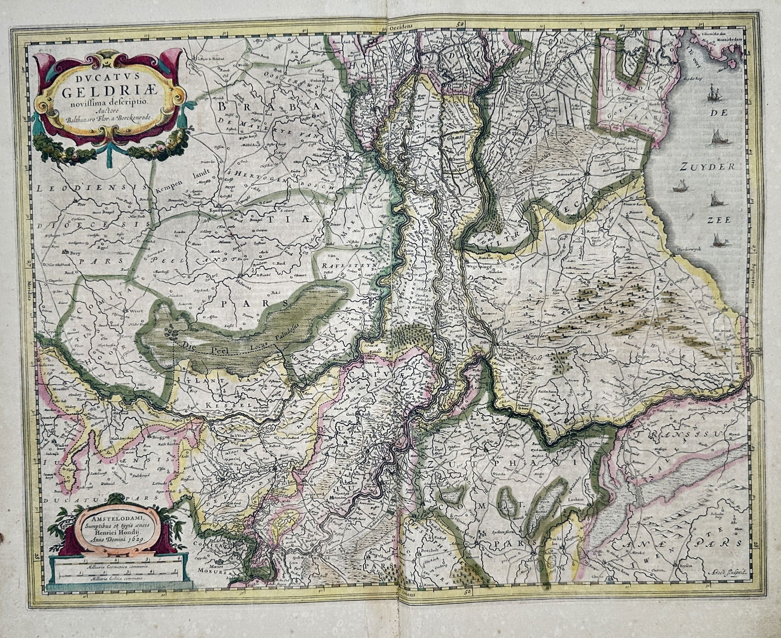 Henricus Hondius (1597-1651) – Map of the Duchy of Gelderland – Netherlands (1 of 3)