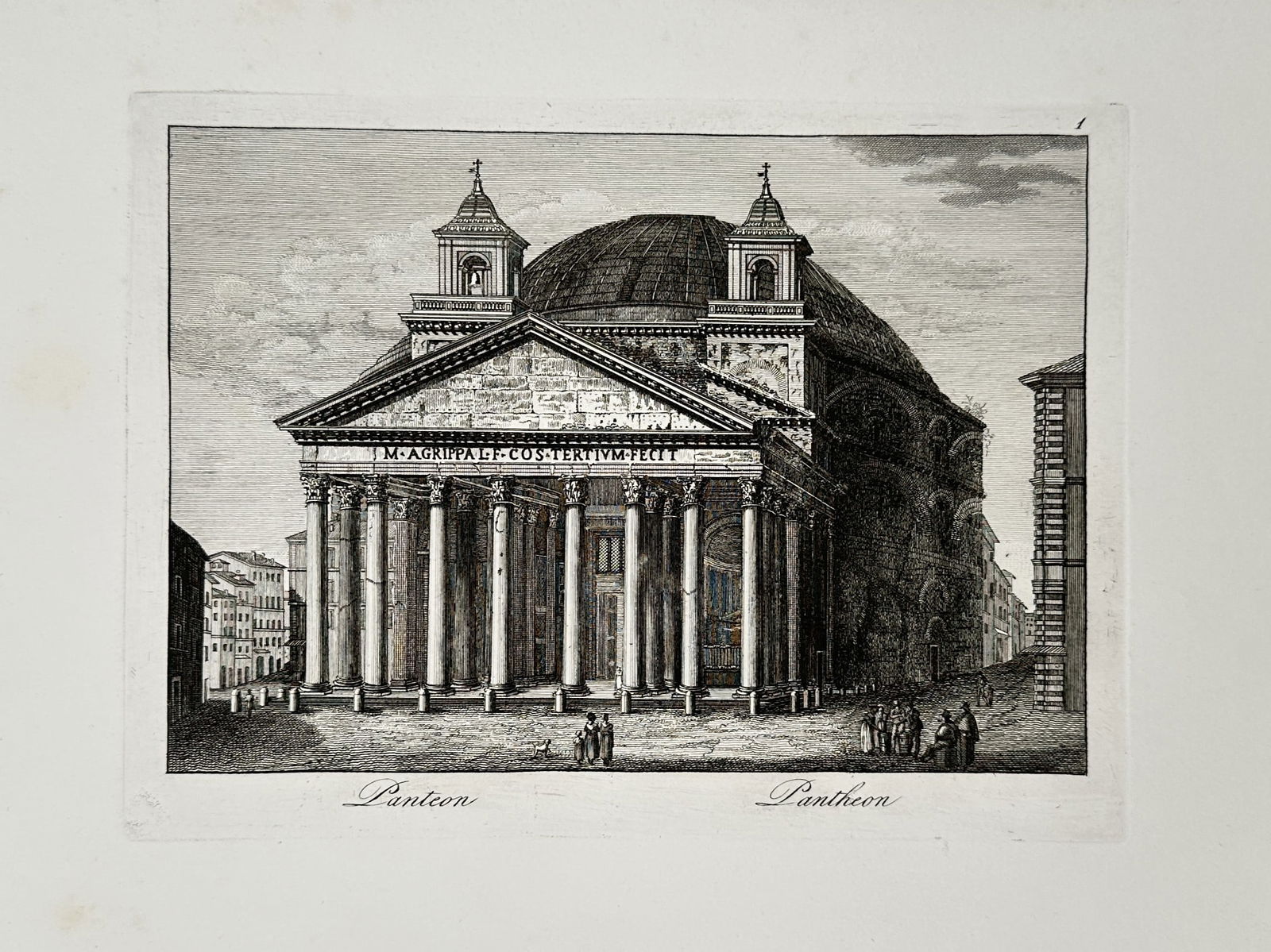 Pietro Parboni (c. 1814–1884) – View of the Pantheon – Etching (1 of 2)