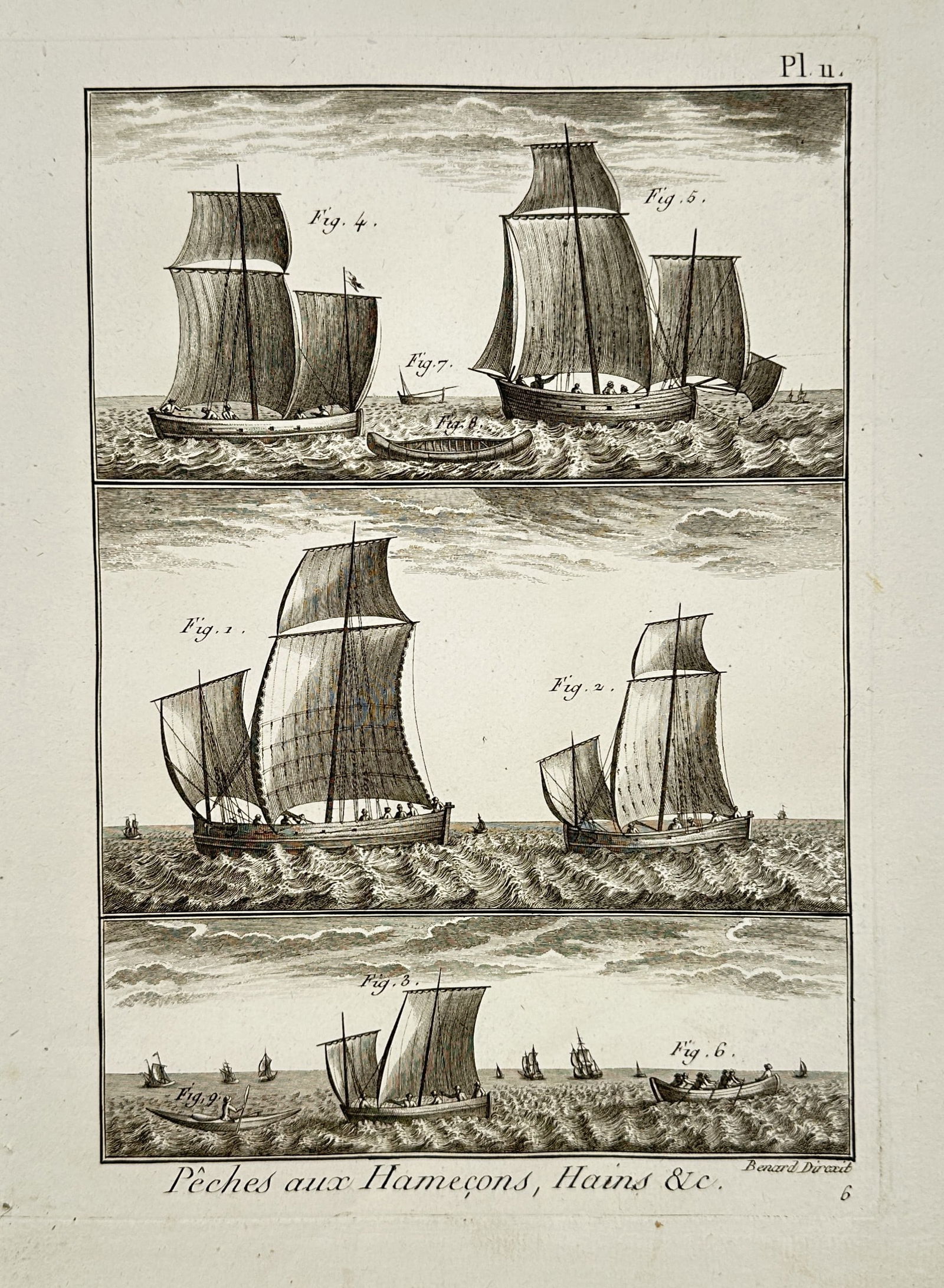 Robert Bénard (1734–1777) – View of Maritime Fishing Vessels – Engraving (1778) (1 of 2)