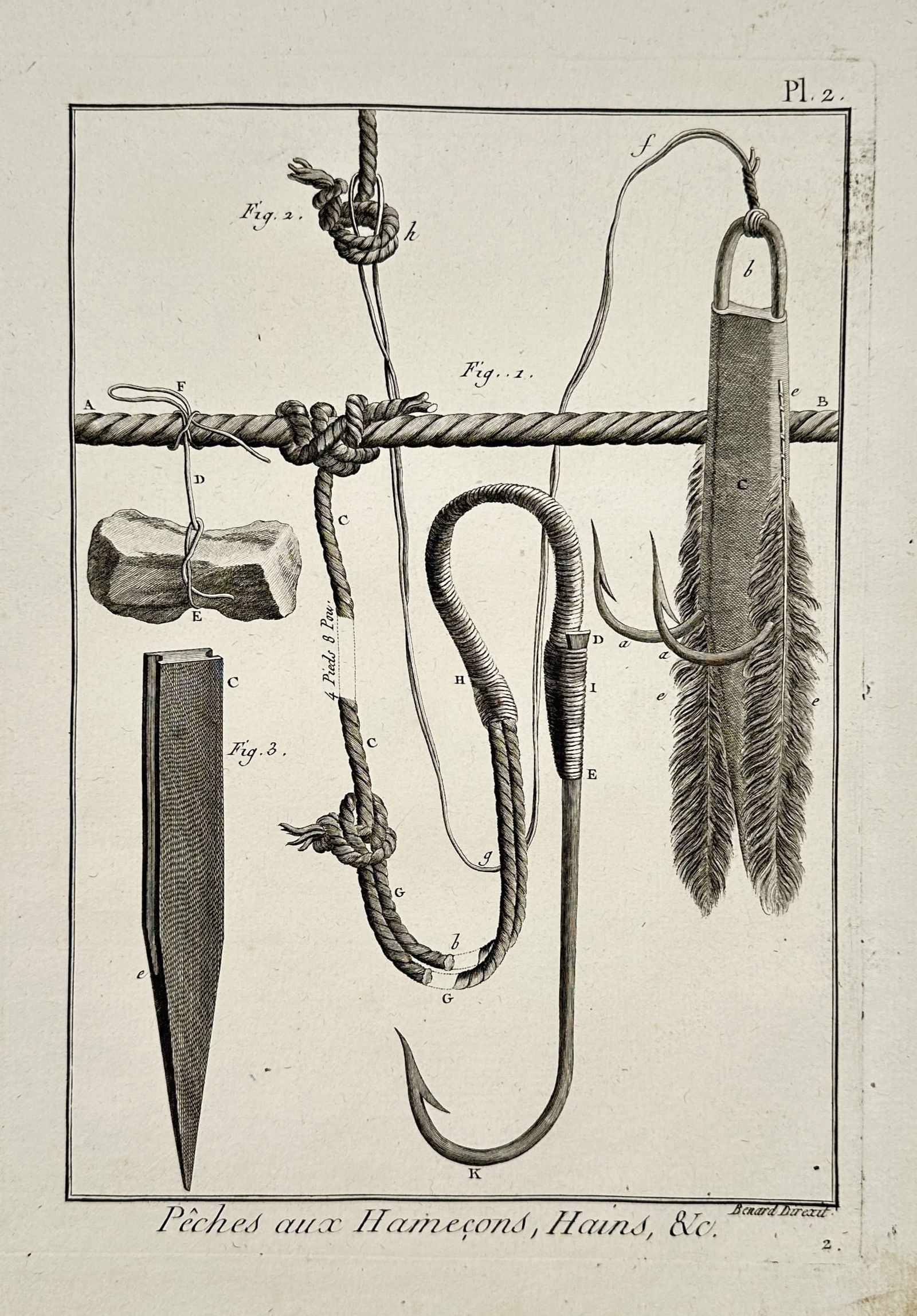 Robert Benard (1734–1777) – View of Specialized Fishing Hooks and Tools – Engraving (1 of 2)