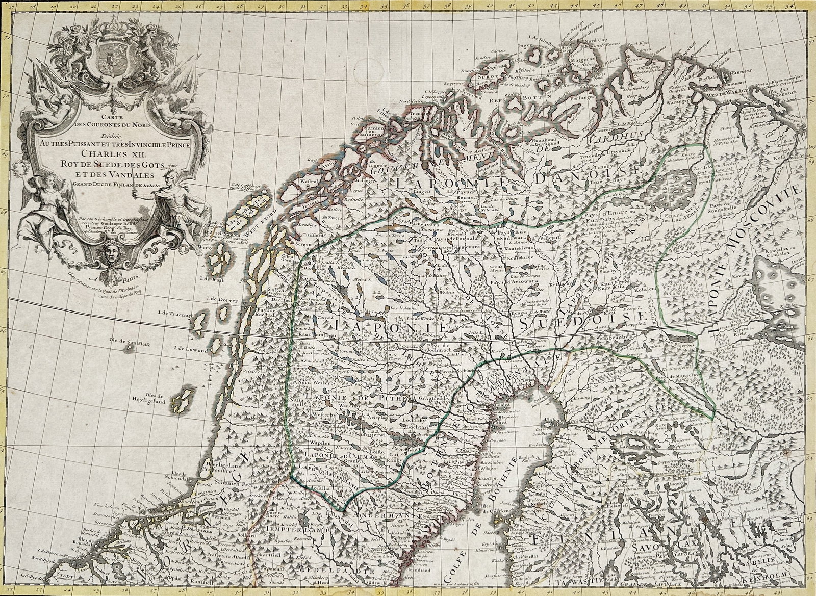 Guillaume Delisle (1675–1726) – Map of the Northern Crowns of Scandinavia – Hand (1 of 3)