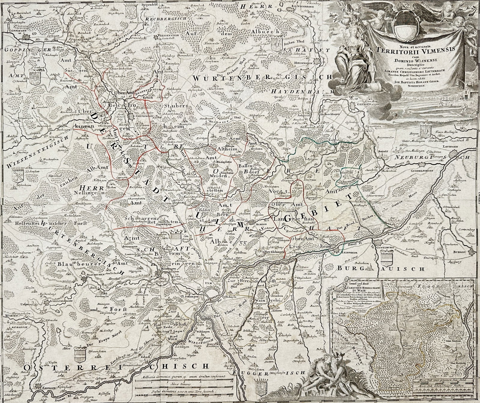 Johann Baptist Homann (1664–1724) – Map of the Territory of Ulm – Germany – Hand (1 of 3)