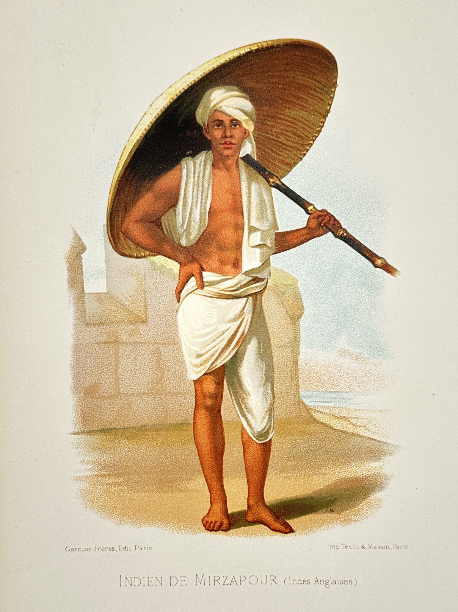Testu & Massin – Portrait of an Indian Man from Mirzapur – Chromolithography (1876) (1 of 2)