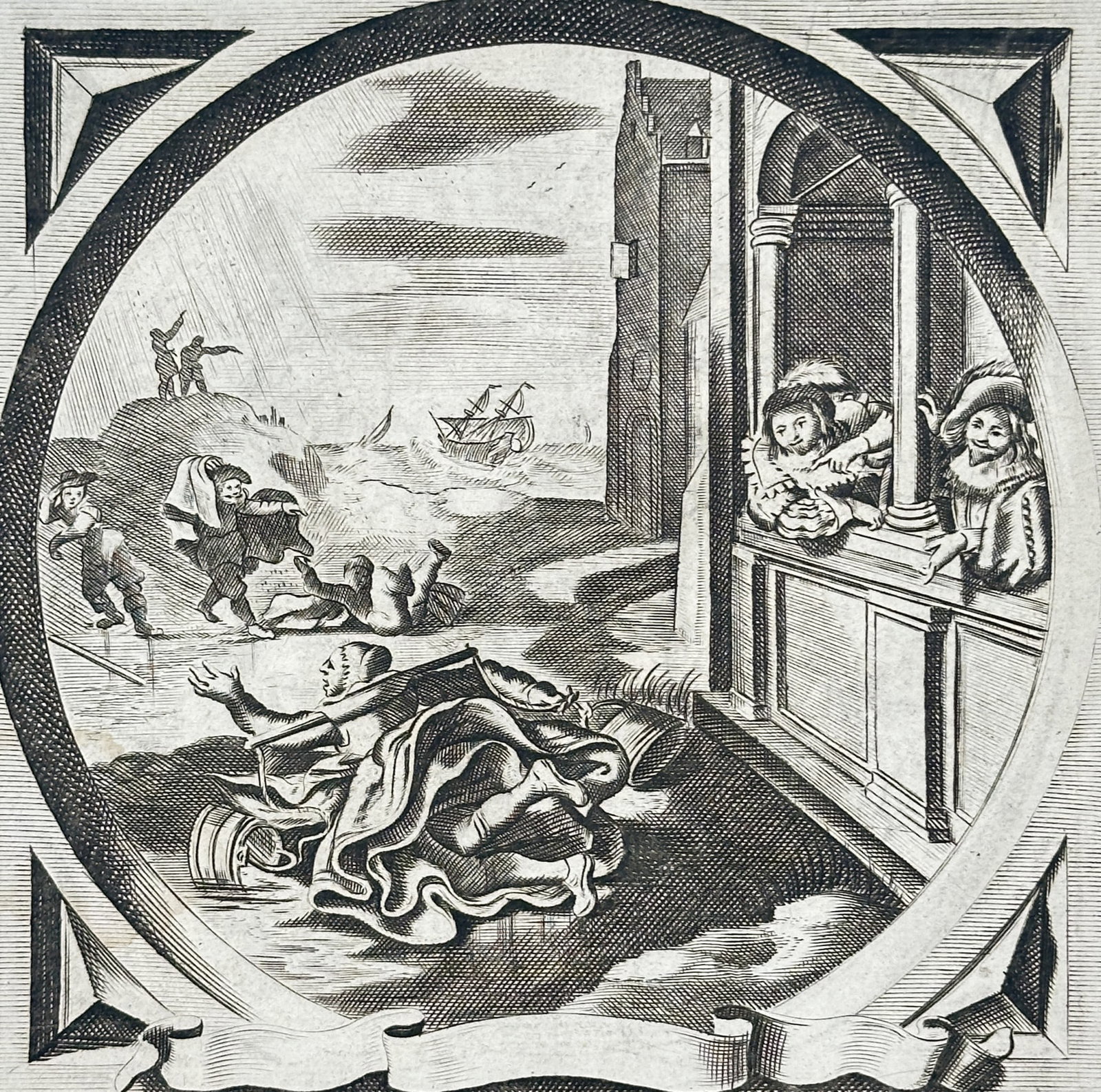 Jacob Cats (1577-1660) – The Watching Spectators – Engraving (1655) (1 of 3)