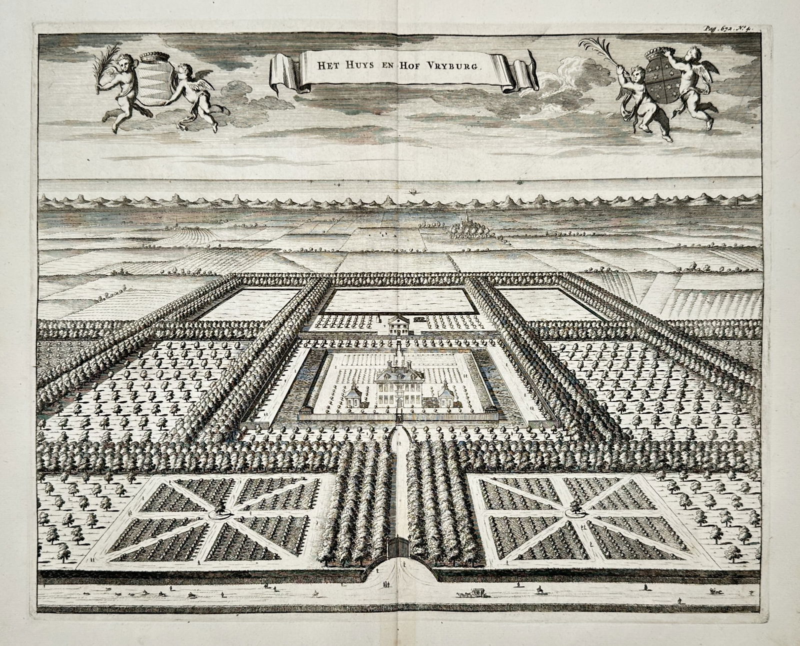 Jan Luyken (1649-1712) – View of Vryburg – Etching (Hand-coloured) (1685) (1 of 3)