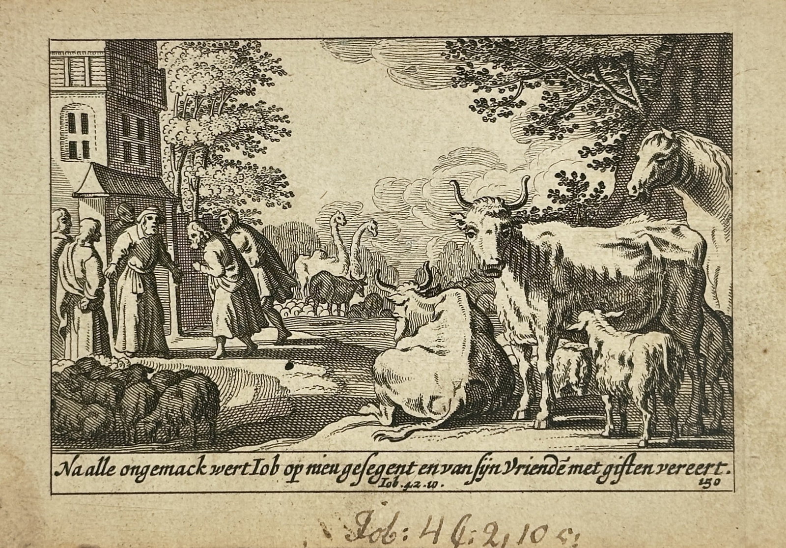 Piter Schulz (1642-1718) – Job Restored to Prosperity – Engraving (1670) (1 of 2)