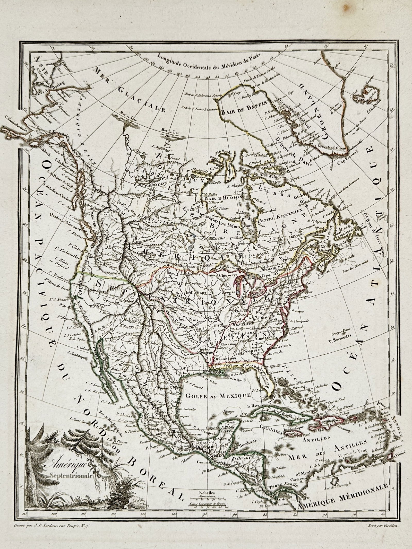 Conrad Malte-Brun (1775–1826) – Map of North America – North America – Hand-coloured (1 of 2)