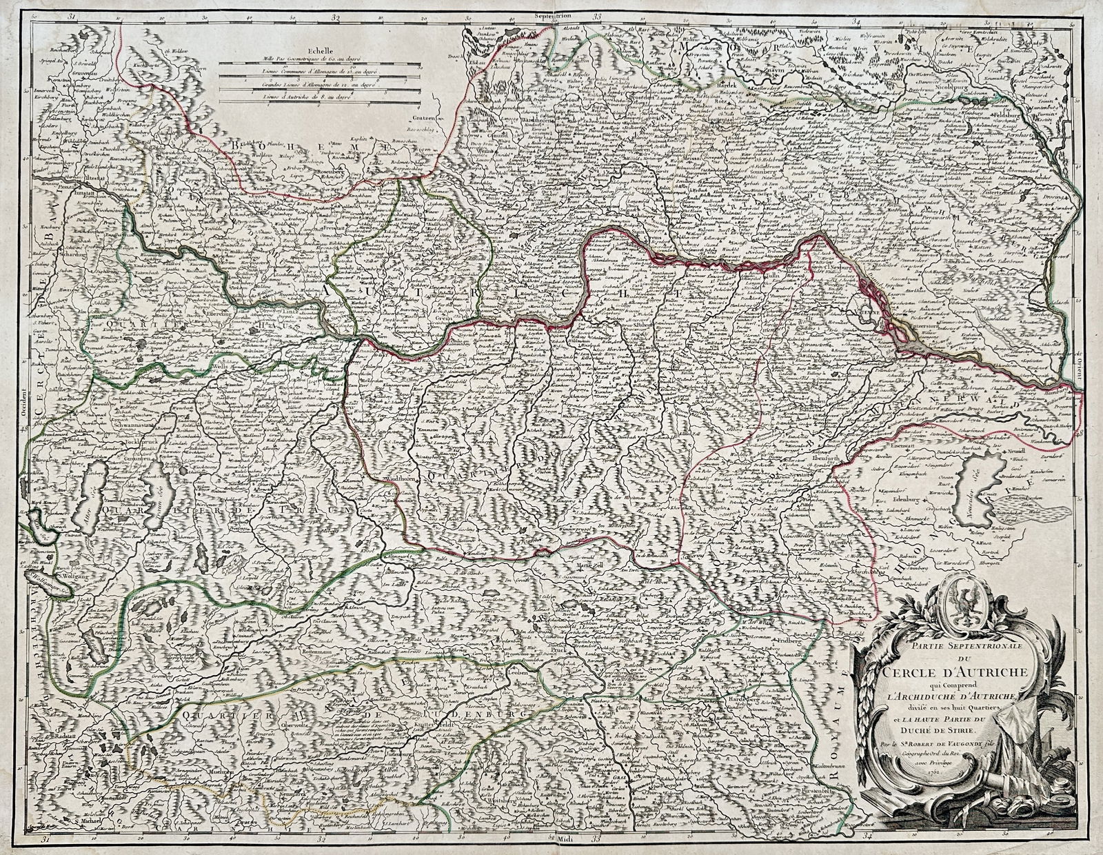Gilles Robert de Vaugondy (1688–1766) – Map of the Northern Part of the Circle of Austria – (1 of 2)