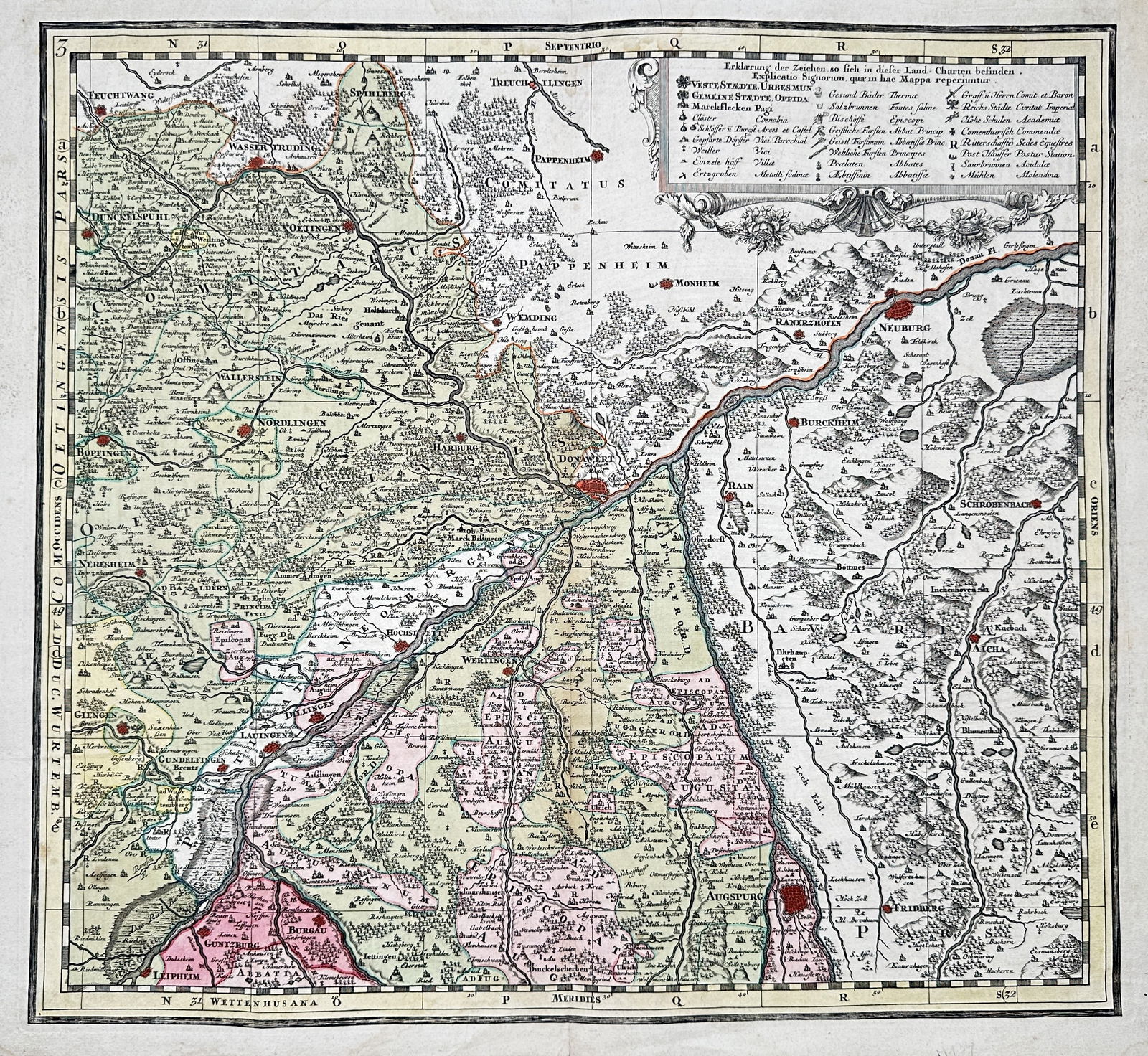 Johann Baptist Homann (1664–1724) – Map of the Danube River Course from Neuburg to Regensburg (1 of 2)