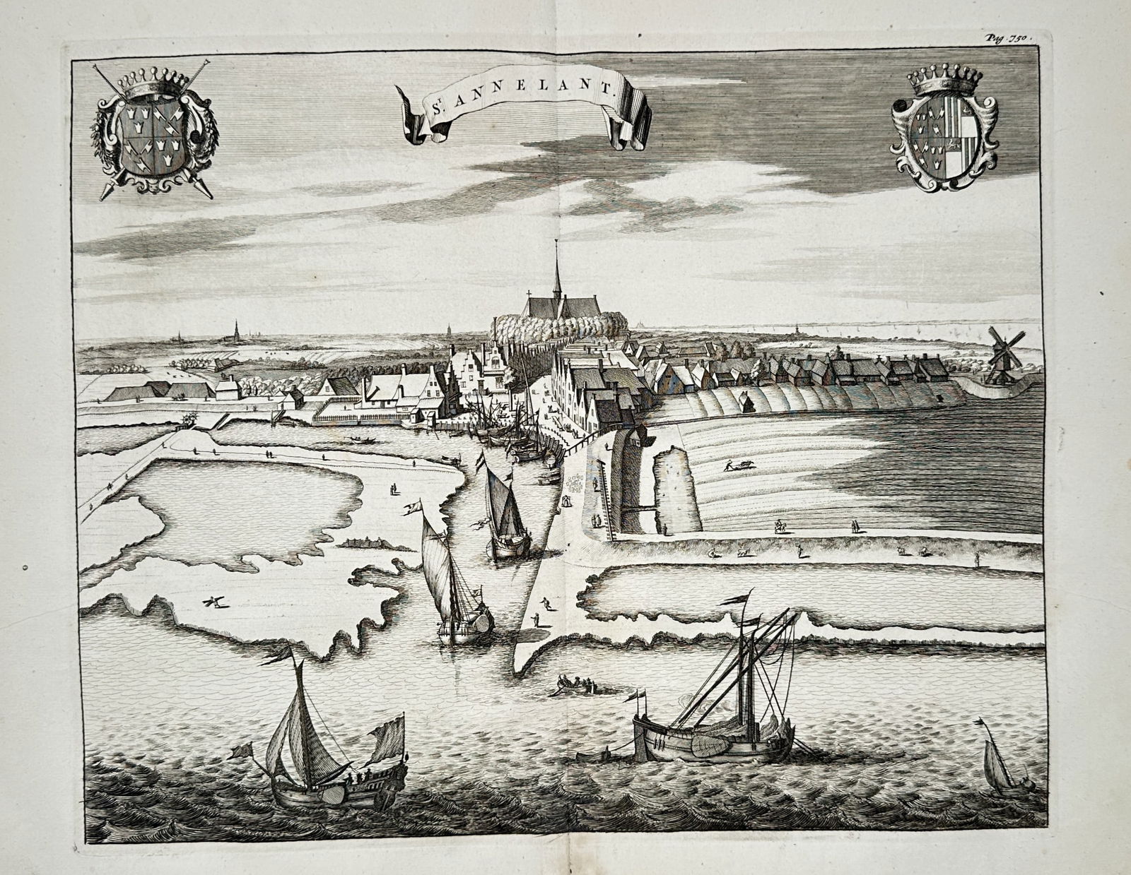 Mattheus Smallegange (1624-1710) – Map of Sint Annaland – Zeeland – Engraving (1696) (1 of 2)