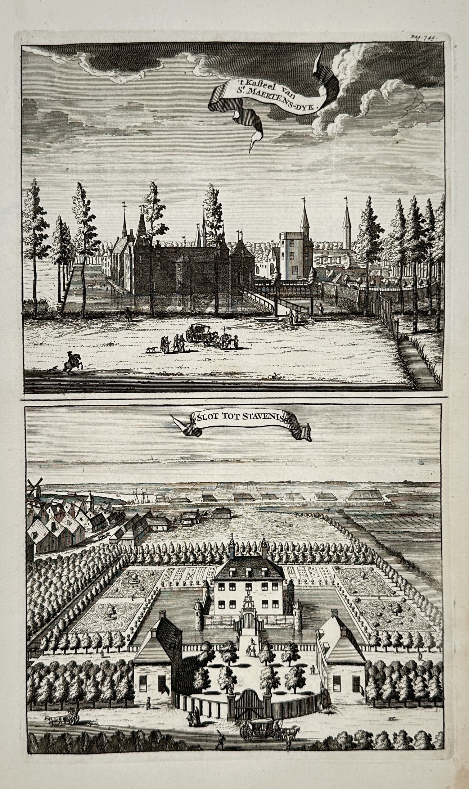 Mattheus Smallegange (1624-1710) – View of Kasteel van St. Maertens-Dyk and Slot tot Scavenisse (1 of 2)
