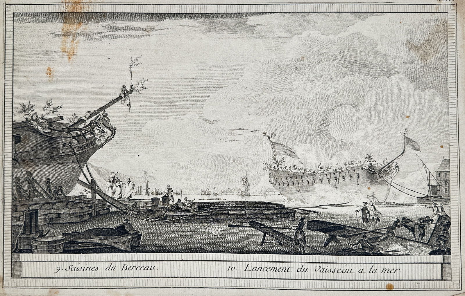 Nicolas Ozanne (1728–1811) – Ship Construction and Launching – Engraving (1764) (1 of 2)