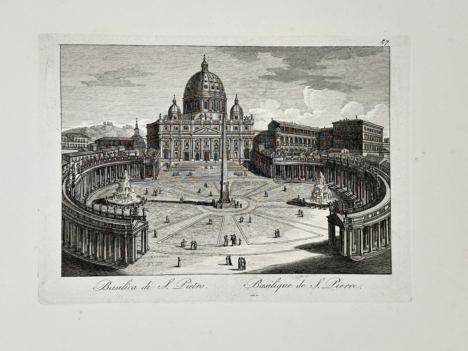 Pietro Parboni (c. 1814–1884) – View of Saint Peter’s Basilica – Etching (1 of 2)
