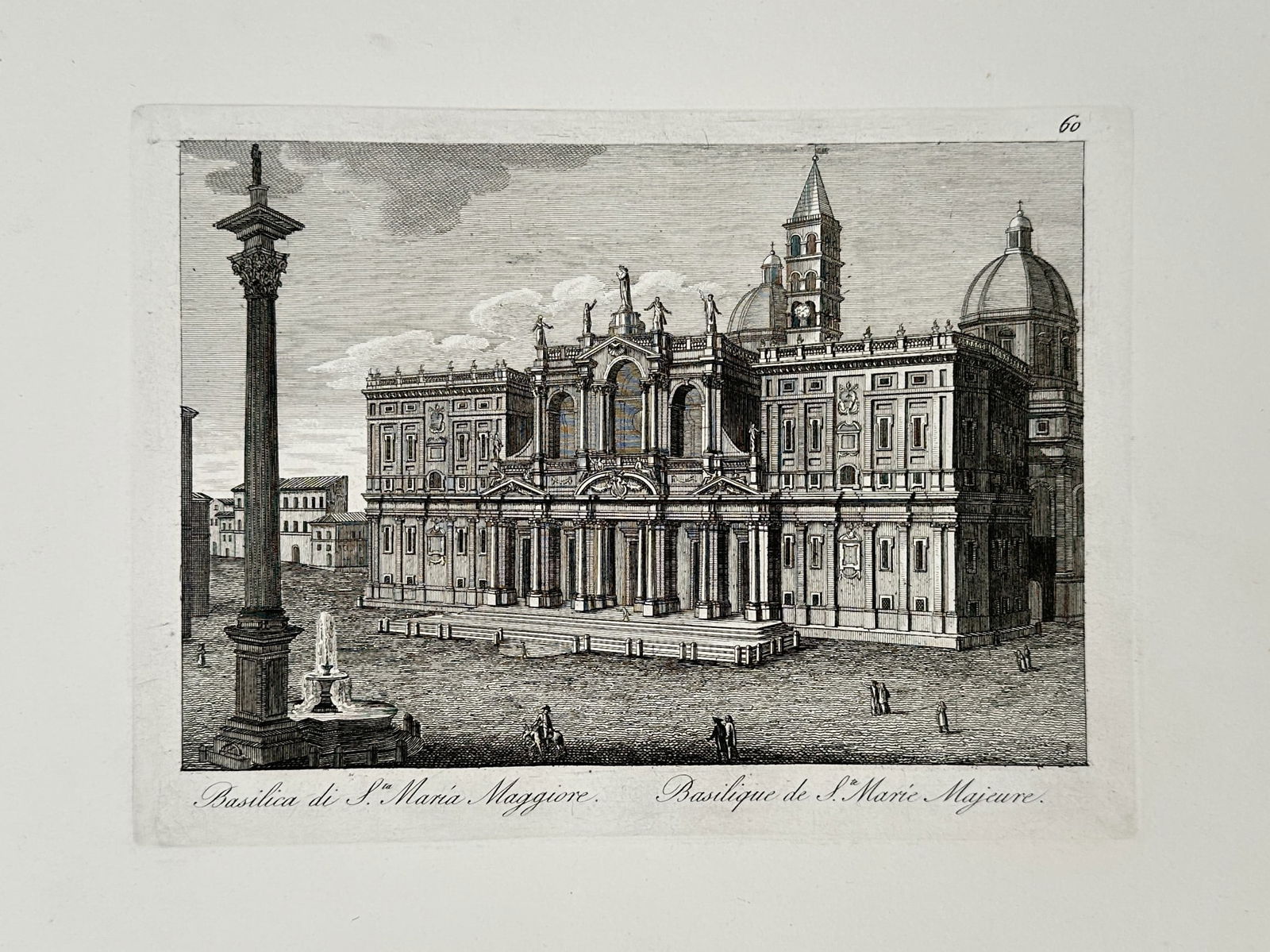 Pietro Parboni (c. 1814–1884) – View of the Basilica of Santa Maria Maggiore – Etching (1 of 2)