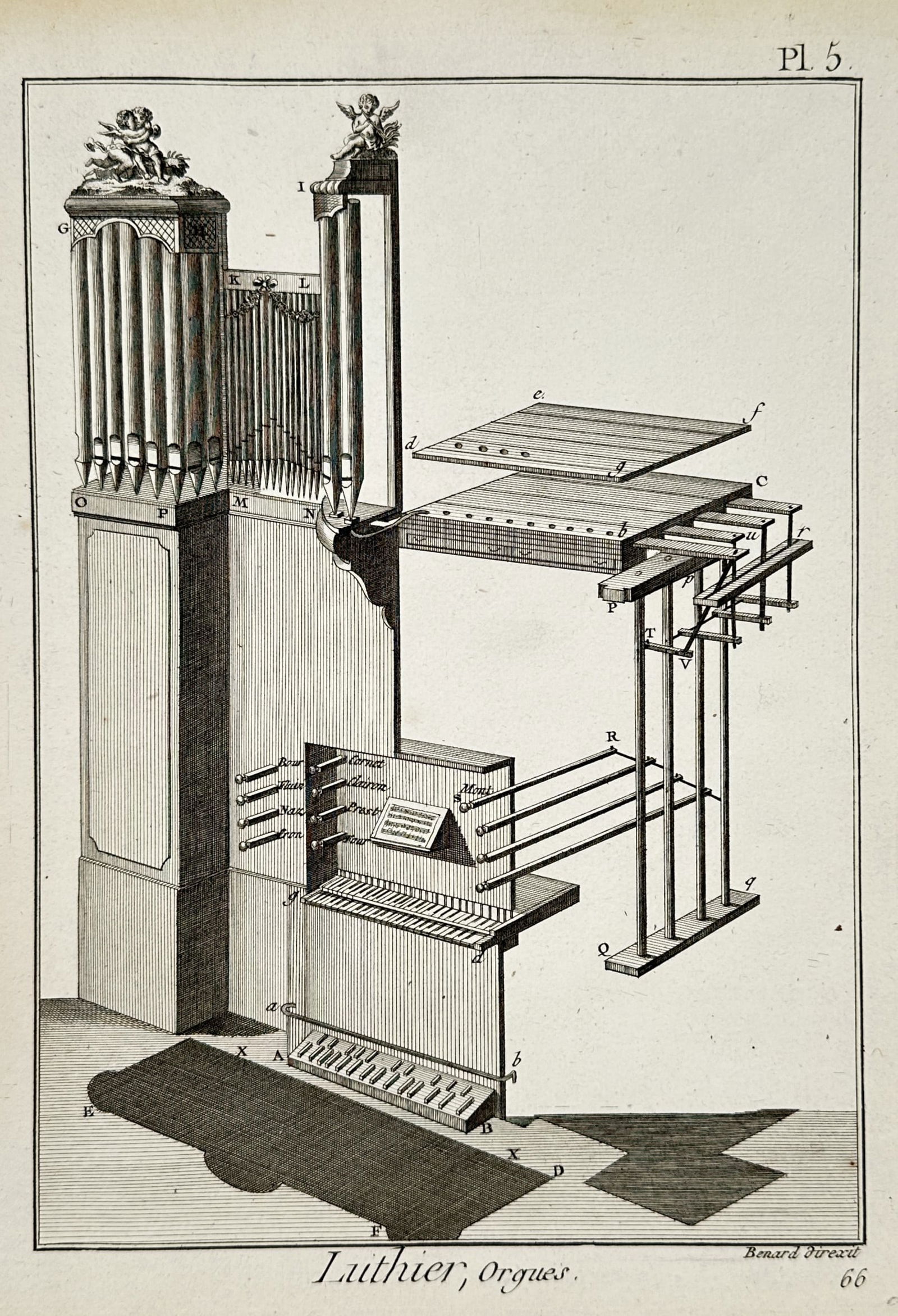 Robert Bénard (1734–1777) – Technical Study of a Pipe Organ Interior – Engraving (18th (1 of 2)