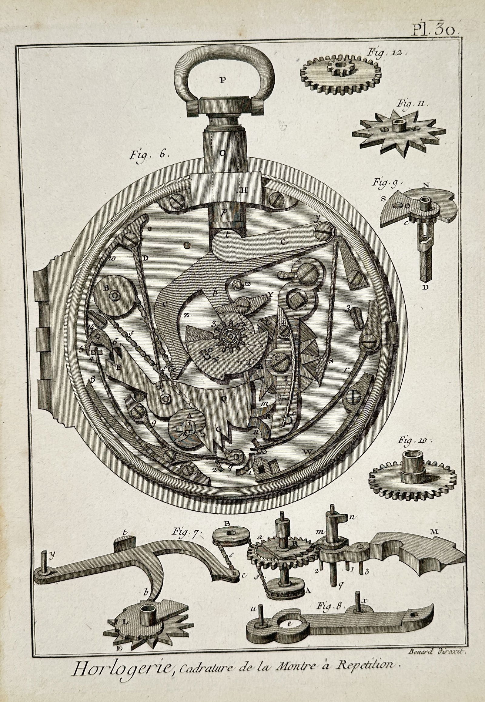 Robert Bénard (1734–1777) – Technical Study of a Repeating Watch Mechanism – Engraving (18th (1 of 2)