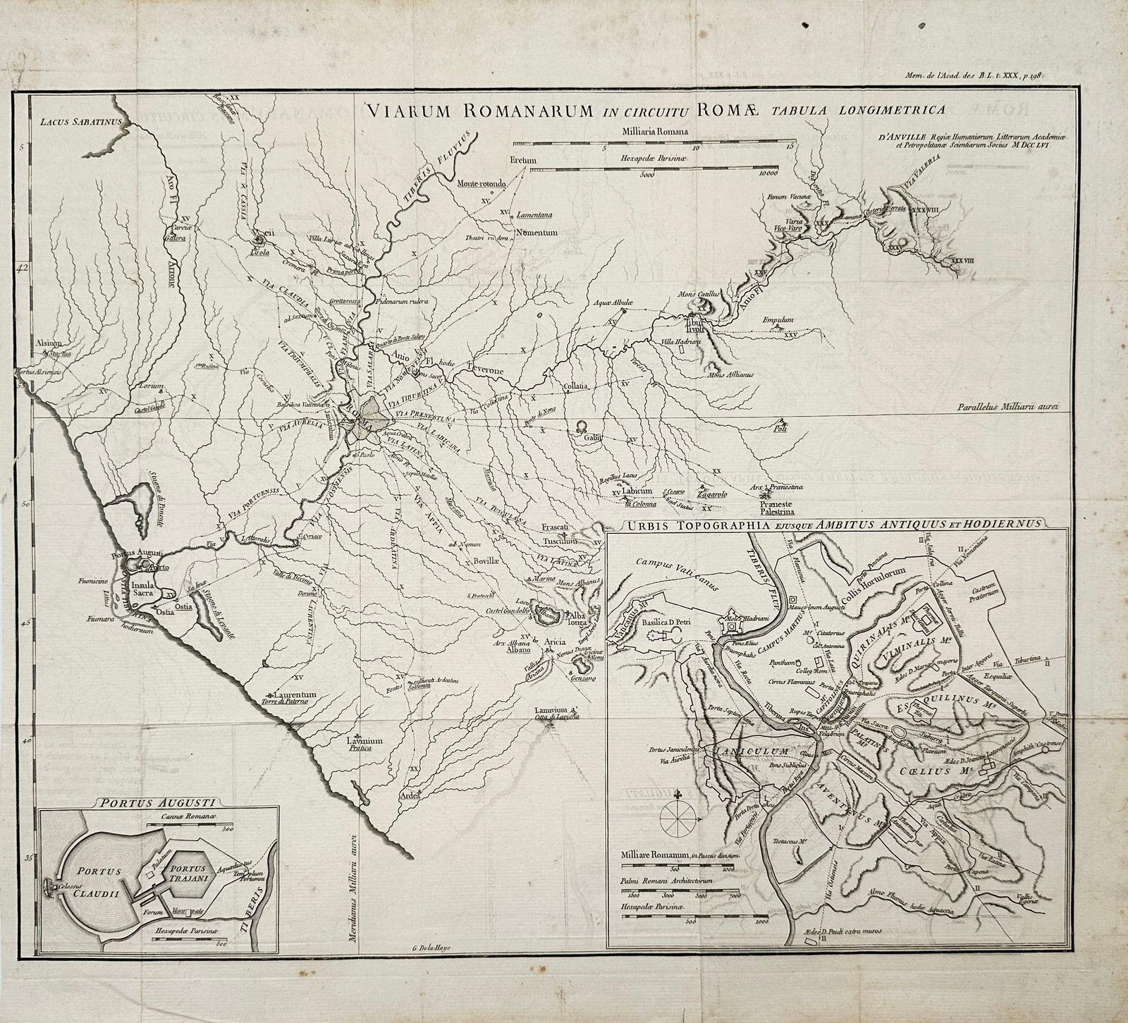 D’Anville (1697–1782) – Map of the Roman Roads Around Rome (Viarium Romanarum in Circuitu (1 of 2)